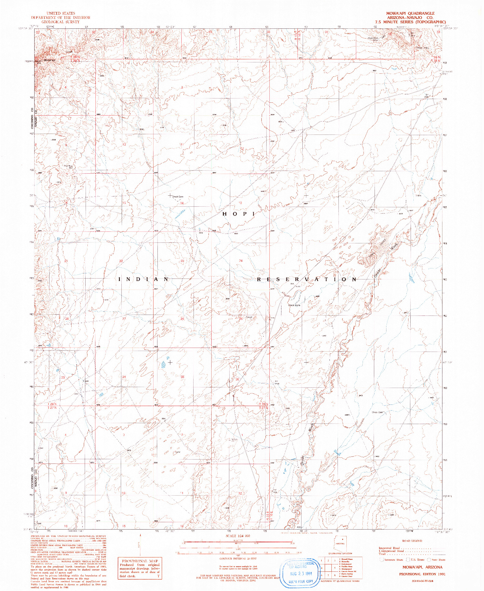 USGS 1:24000-SCALE QUADRANGLE FOR MOWA'API, AZ 1991