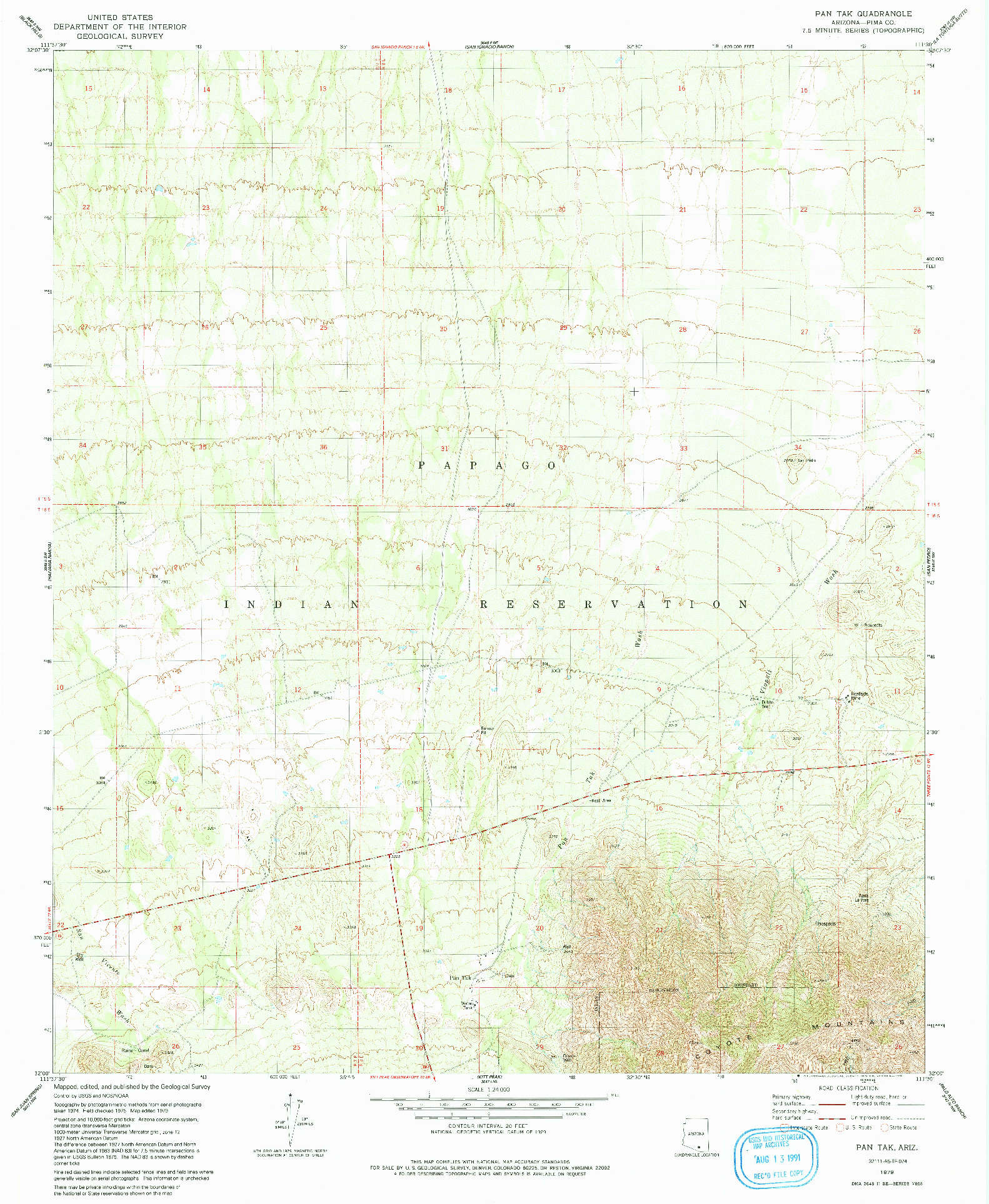 USGS 1:24000-SCALE QUADRANGLE FOR PAN TAK, AZ 1979