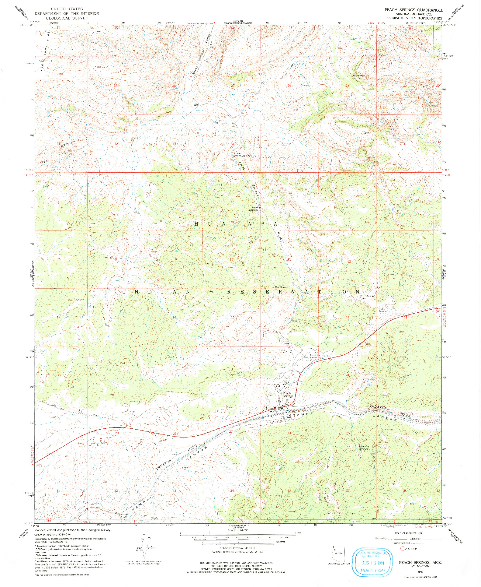 USGS 1:24000-SCALE QUADRANGLE FOR PEACH SPRINGS, AZ 1967