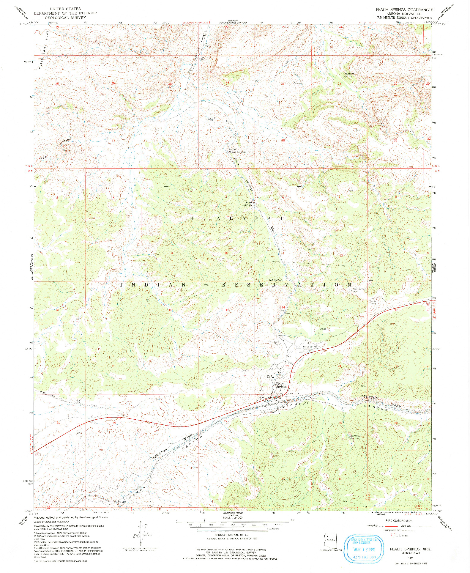 USGS 1:24000-SCALE QUADRANGLE FOR PEACH SPRINGS, AZ 1967