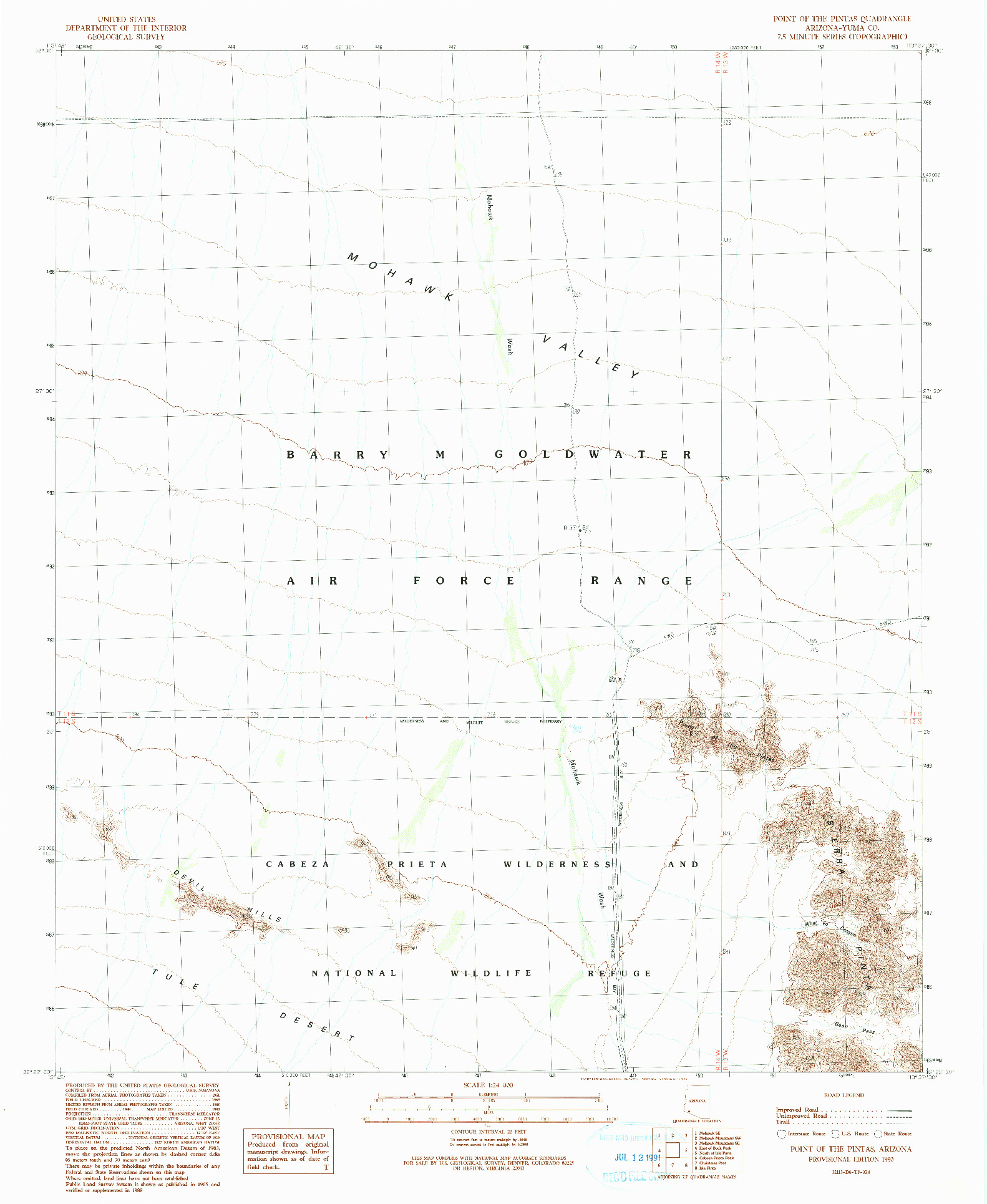 USGS 1:24000-SCALE QUADRANGLE FOR POINT OF THE PINTAS, AZ 1990