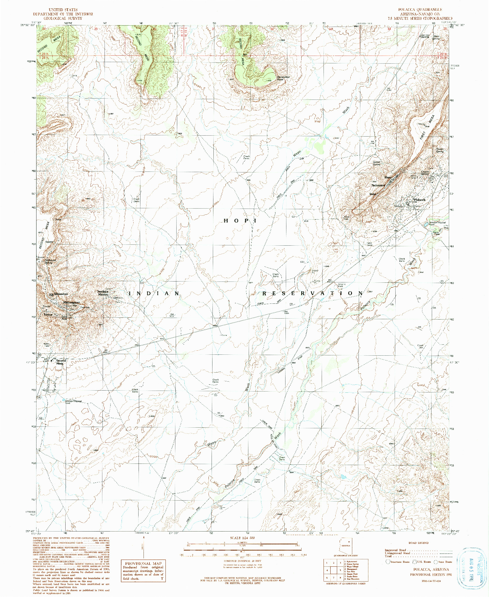 USGS 1:24000-SCALE QUADRANGLE FOR POLACCA, AZ 1991