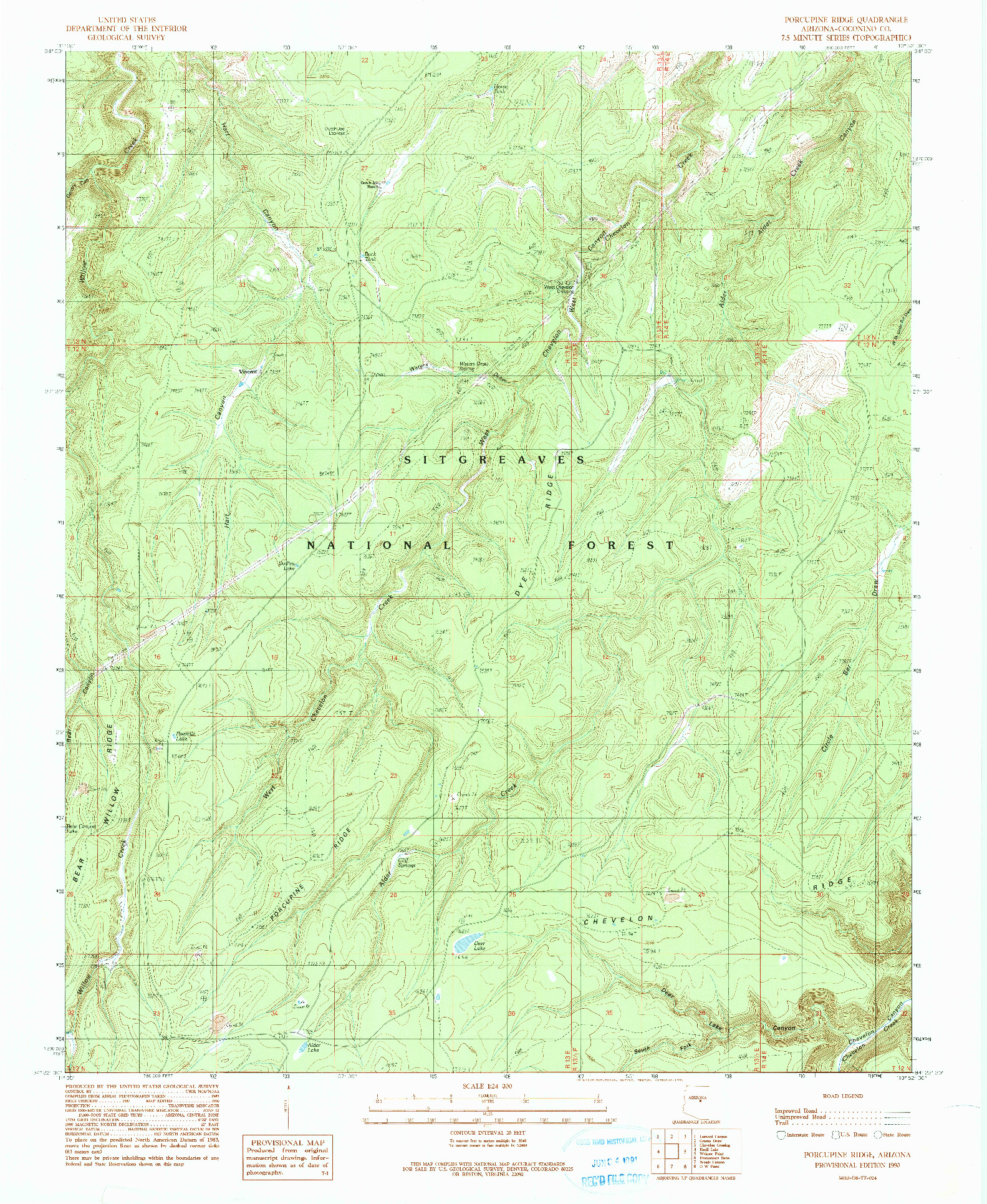 USGS 1:24000-SCALE QUADRANGLE FOR PORCUPINE RIDGE, AZ 1990