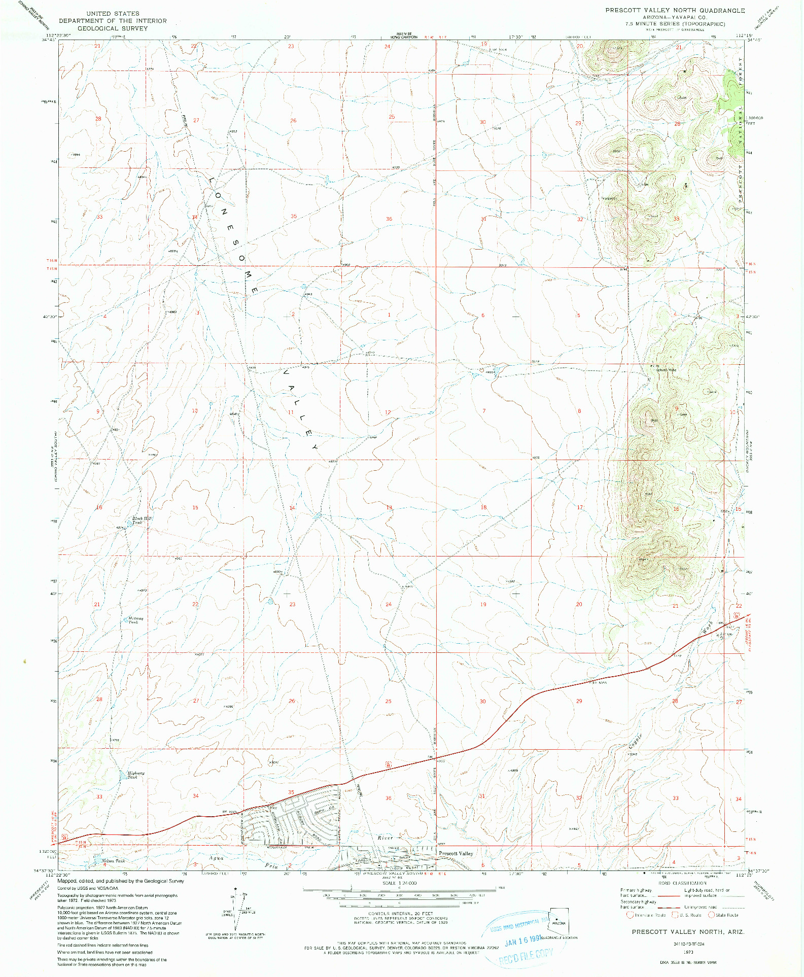 USGS 1:24000-SCALE QUADRANGLE FOR PRESCOTT VALLEY NORTH, AZ 1973