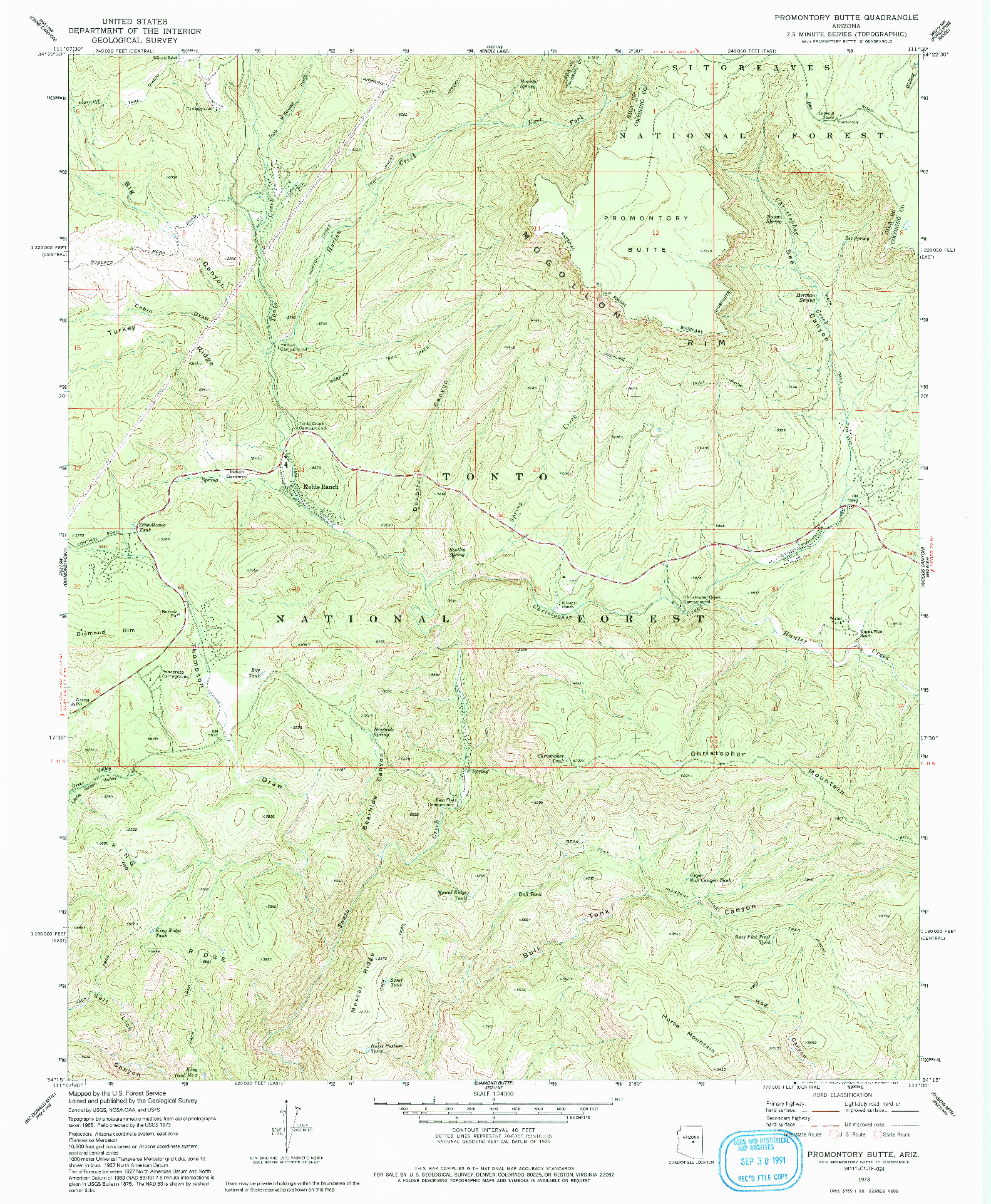 USGS 1:24000-SCALE QUADRANGLE FOR PROMONTORY BUTTE, AZ 1973