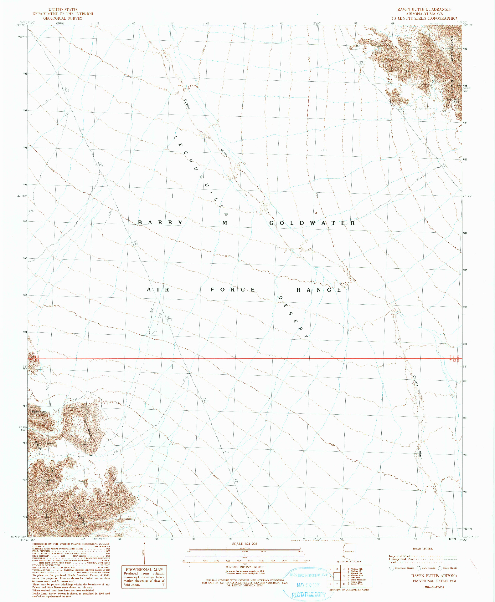 USGS 1:24000-SCALE QUADRANGLE FOR RAVEN BUTTE, AZ 1990