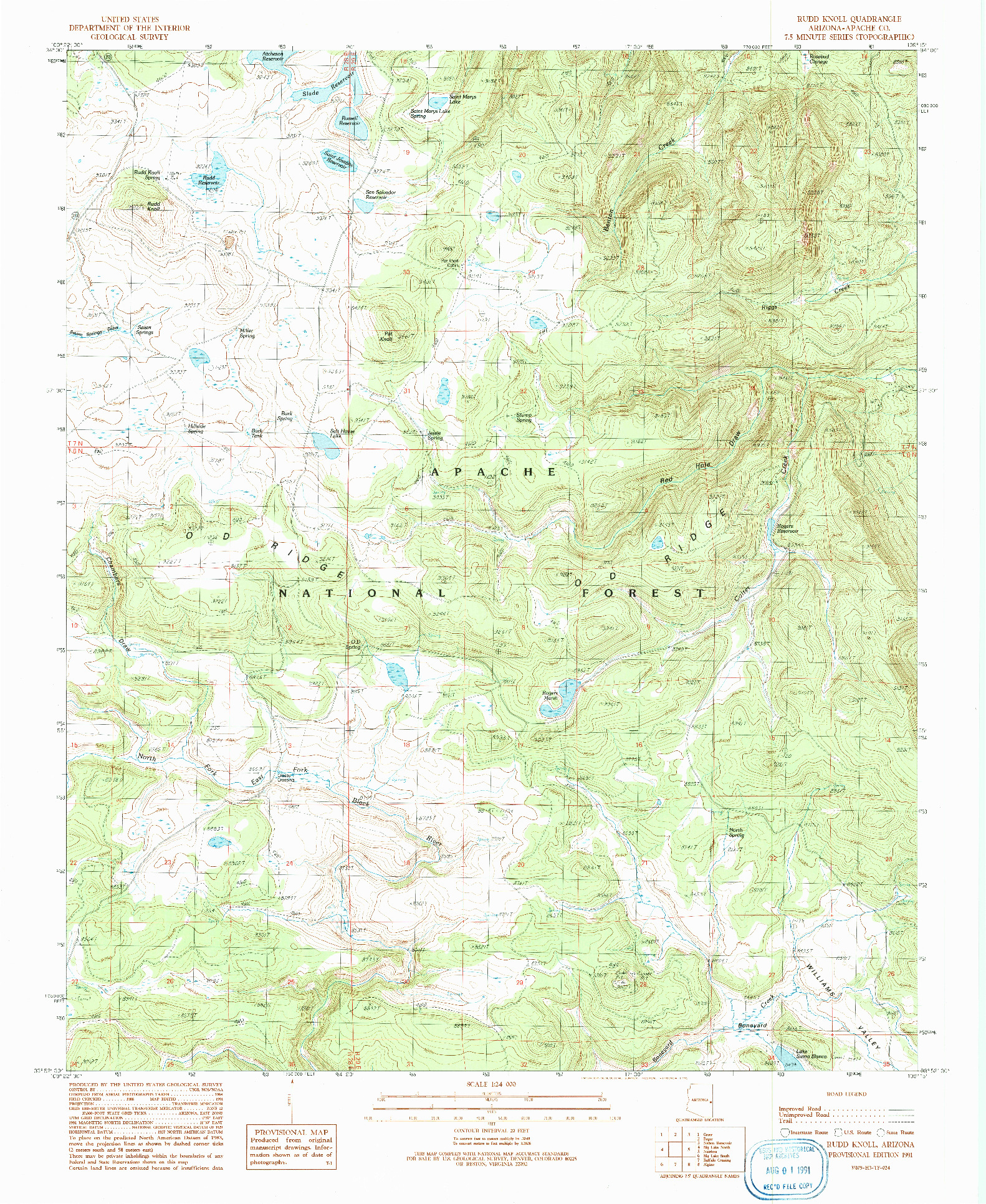 USGS 1:24000-SCALE QUADRANGLE FOR RUDD KNOLL, AZ 1991