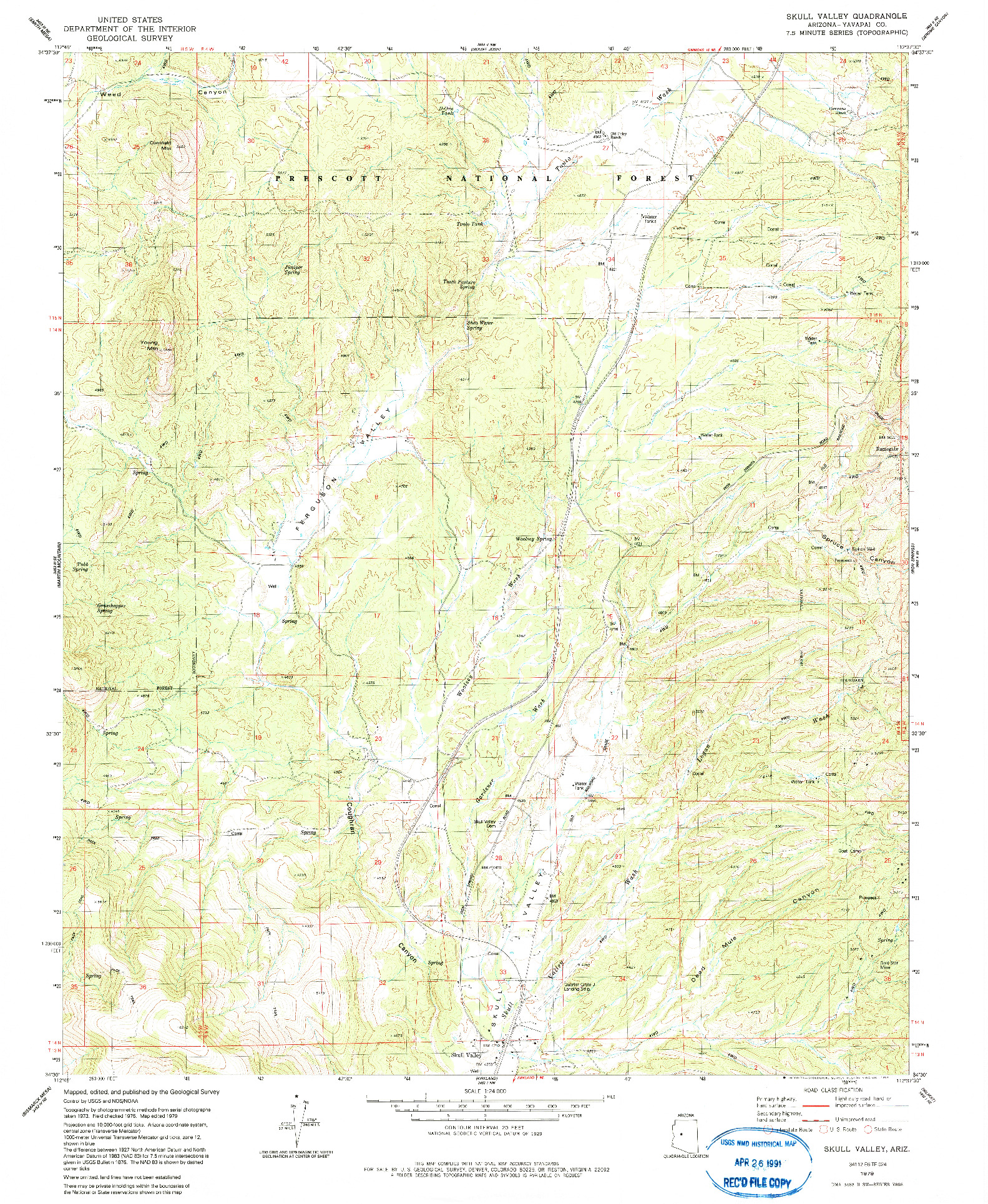 USGS 1:24000-SCALE QUADRANGLE FOR SKULL VALLEY, AZ 1979