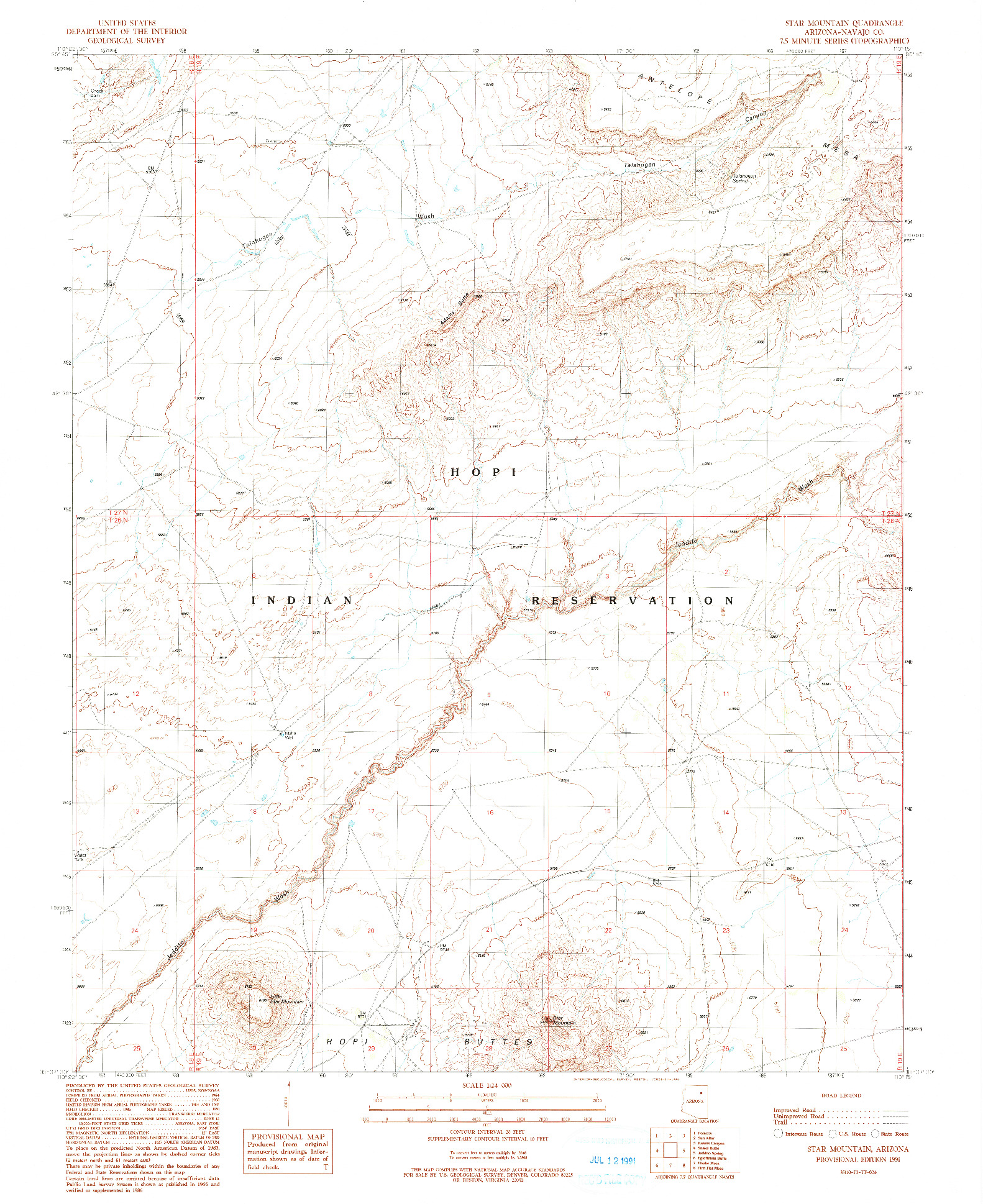USGS 1:24000-SCALE QUADRANGLE FOR STAR MOUNTAIN, AZ 1991
