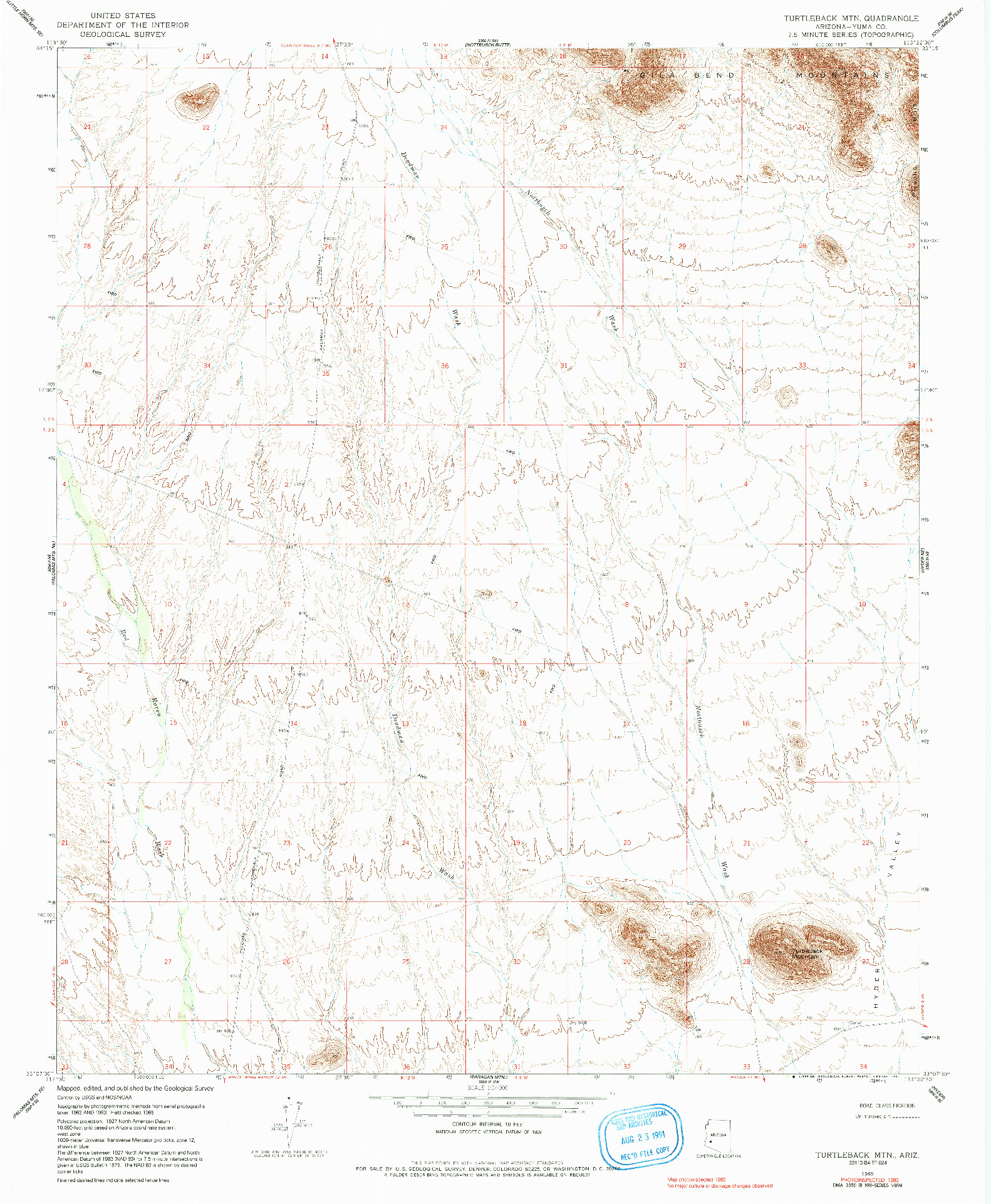 USGS 1:24000-SCALE QUADRANGLE FOR TURTLEBACK MOUNTAIN, AZ 1965