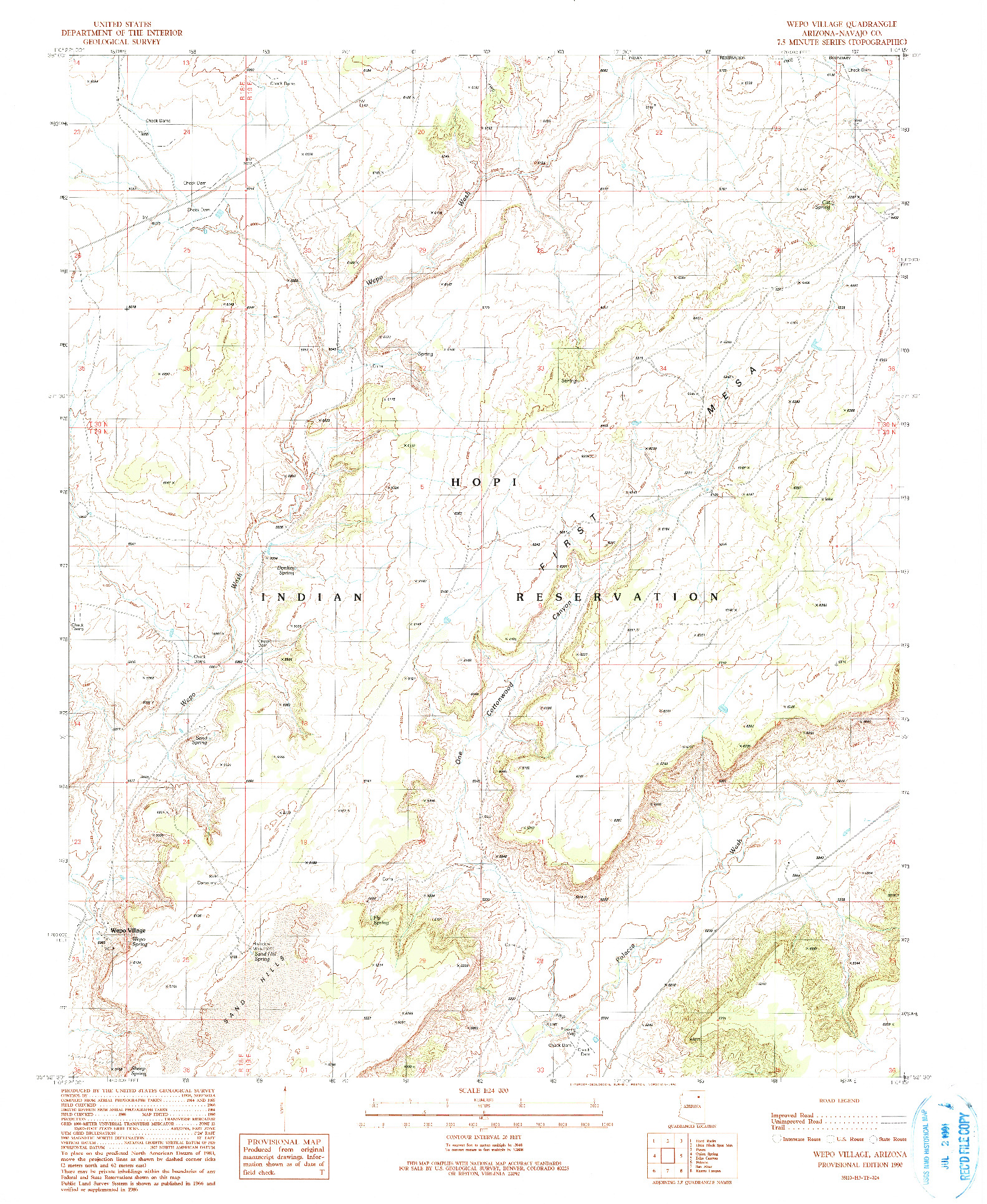USGS 1:24000-SCALE QUADRANGLE FOR WEPO VILLAGE, AZ 1990