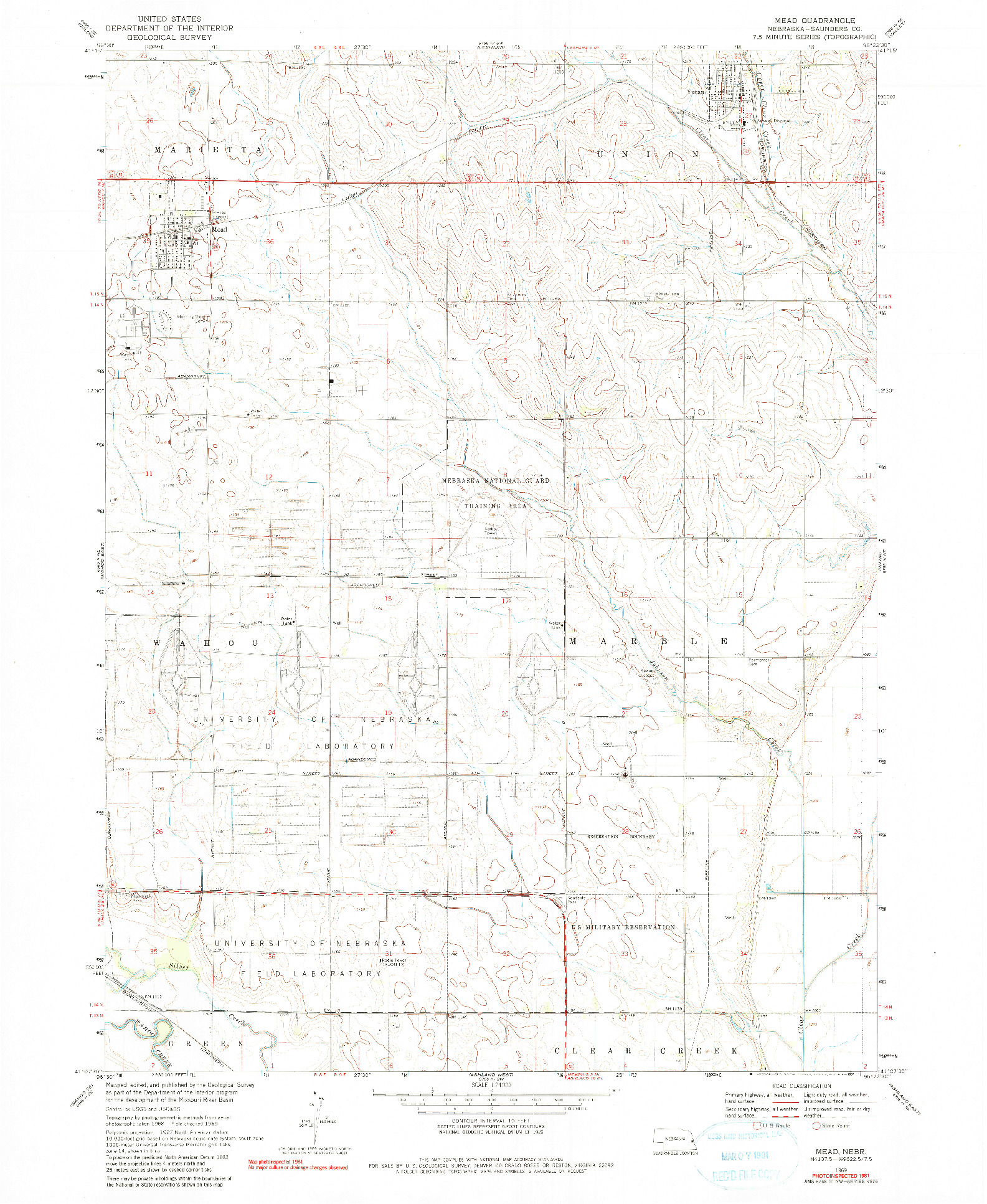 USGS 1:24000-SCALE QUADRANGLE FOR MEAD, NE 1969