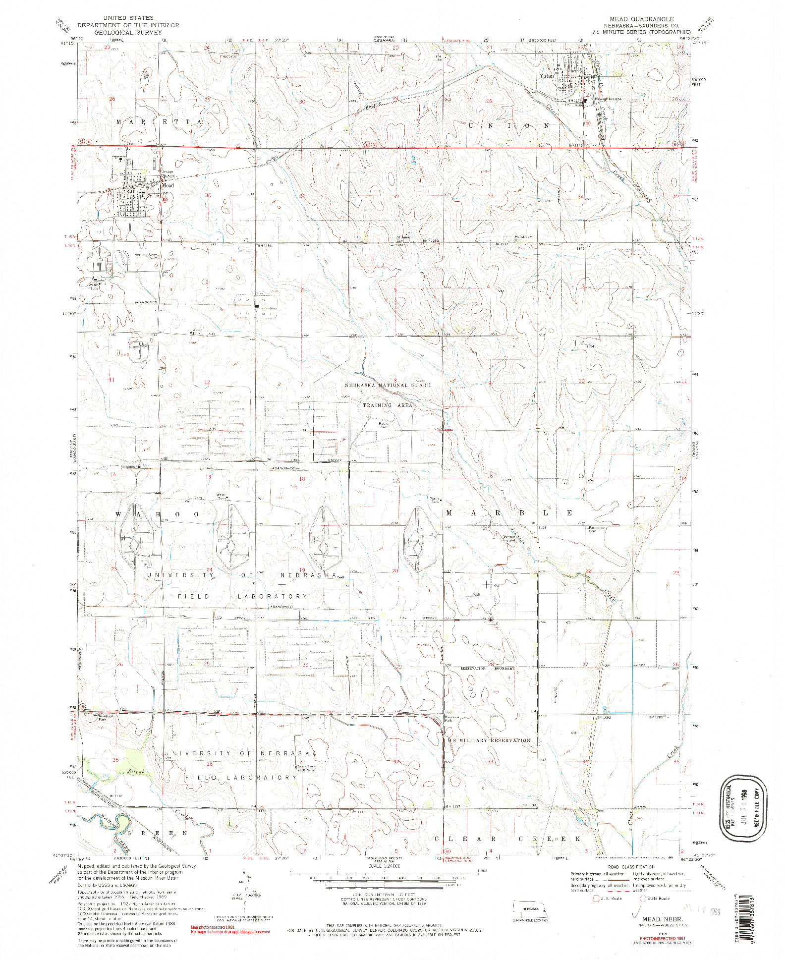 USGS 1:24000-SCALE QUADRANGLE FOR MEAD, NE 1969