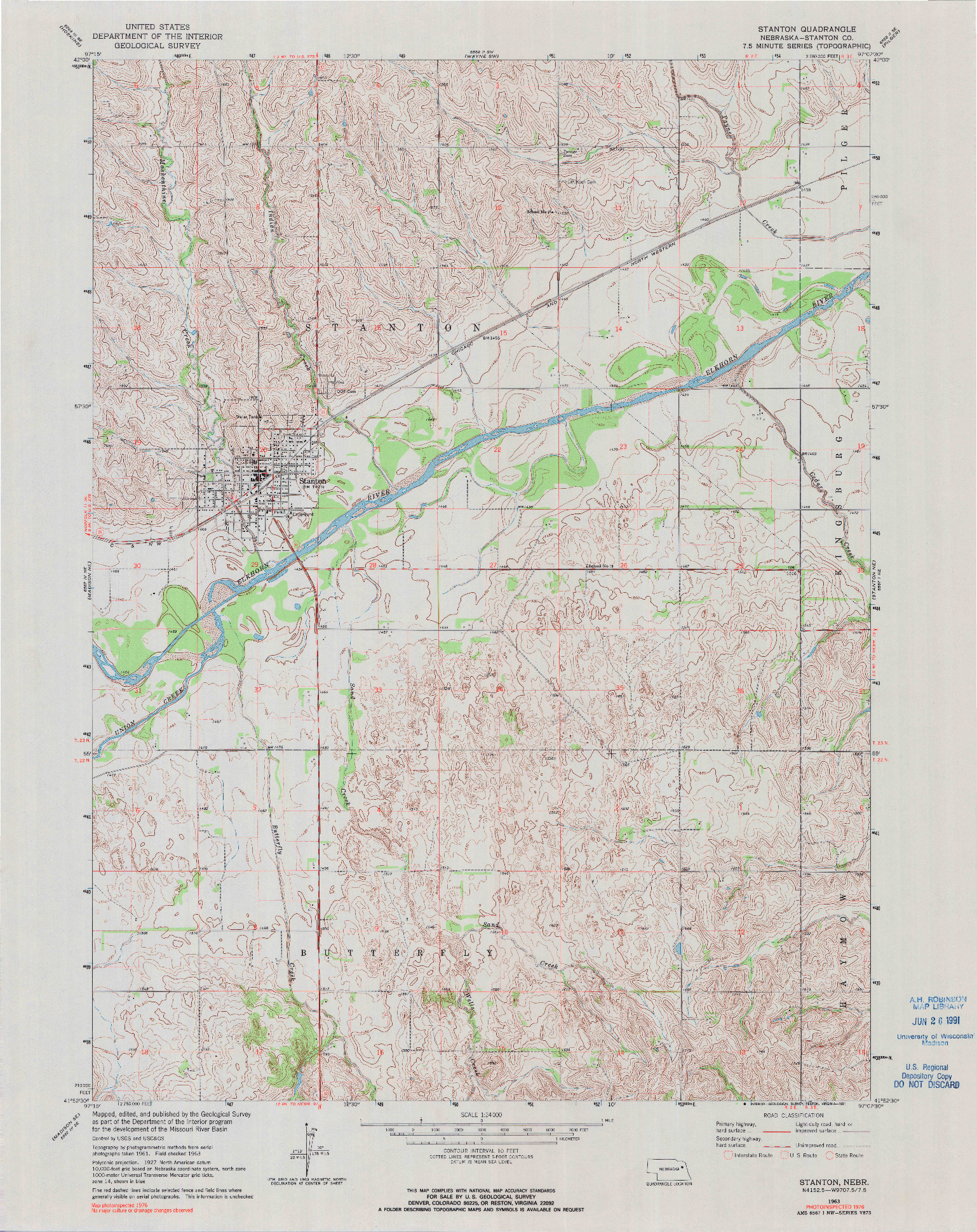 USGS 1:24000-SCALE QUADRANGLE FOR STANTON, NE 1963