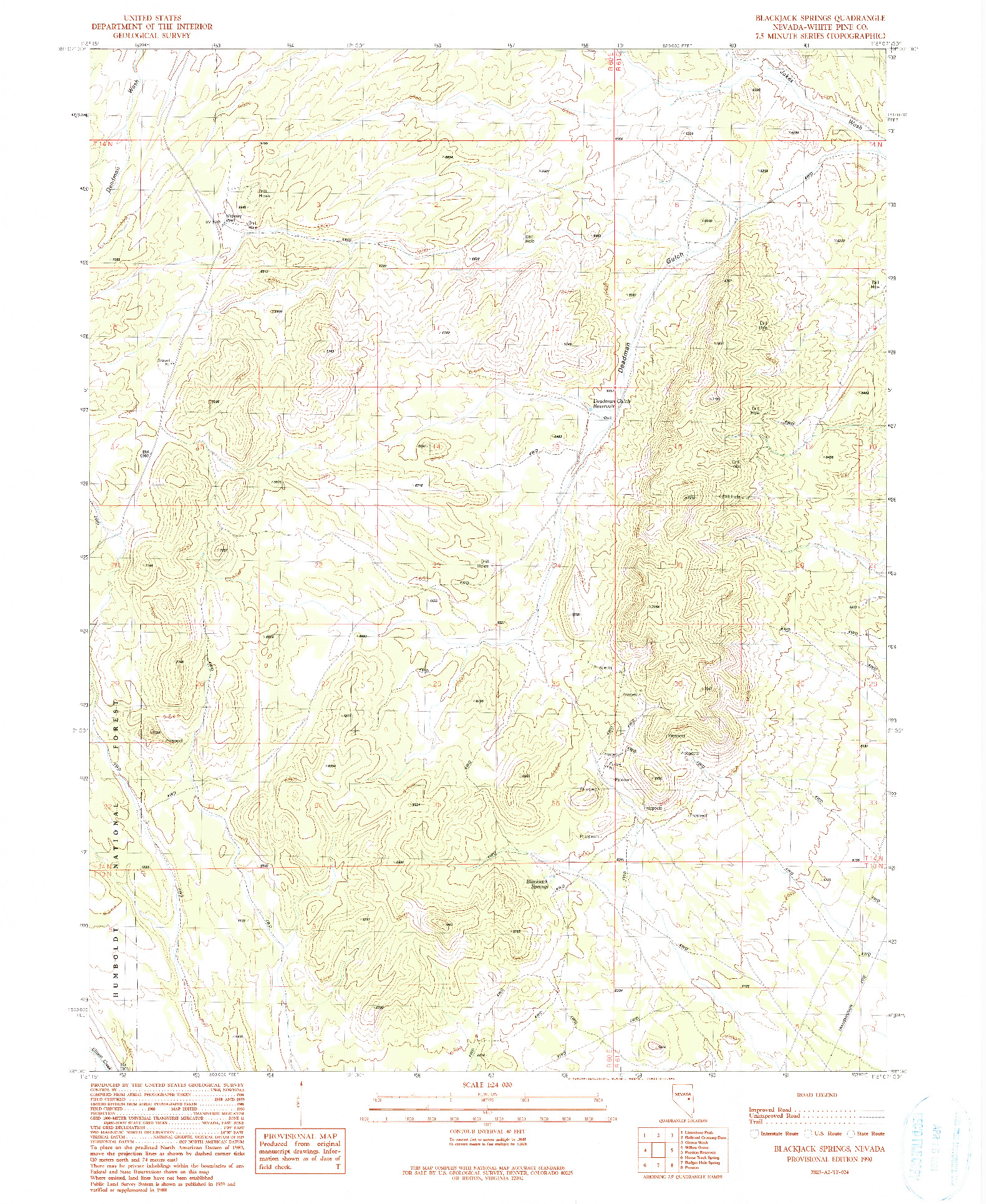USGS 1:24000-SCALE QUADRANGLE FOR BLACKJACK SPRINGS, NV 1990