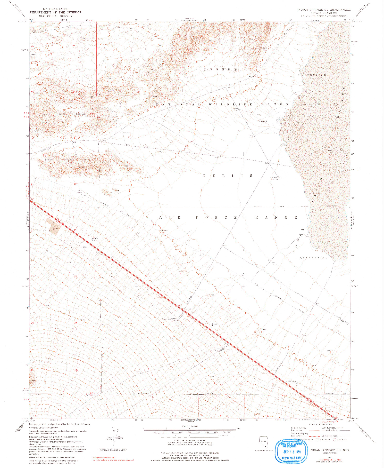 USGS 1:24000-SCALE QUADRANGLE FOR INDIAN SPRINGS SE, NV 1973