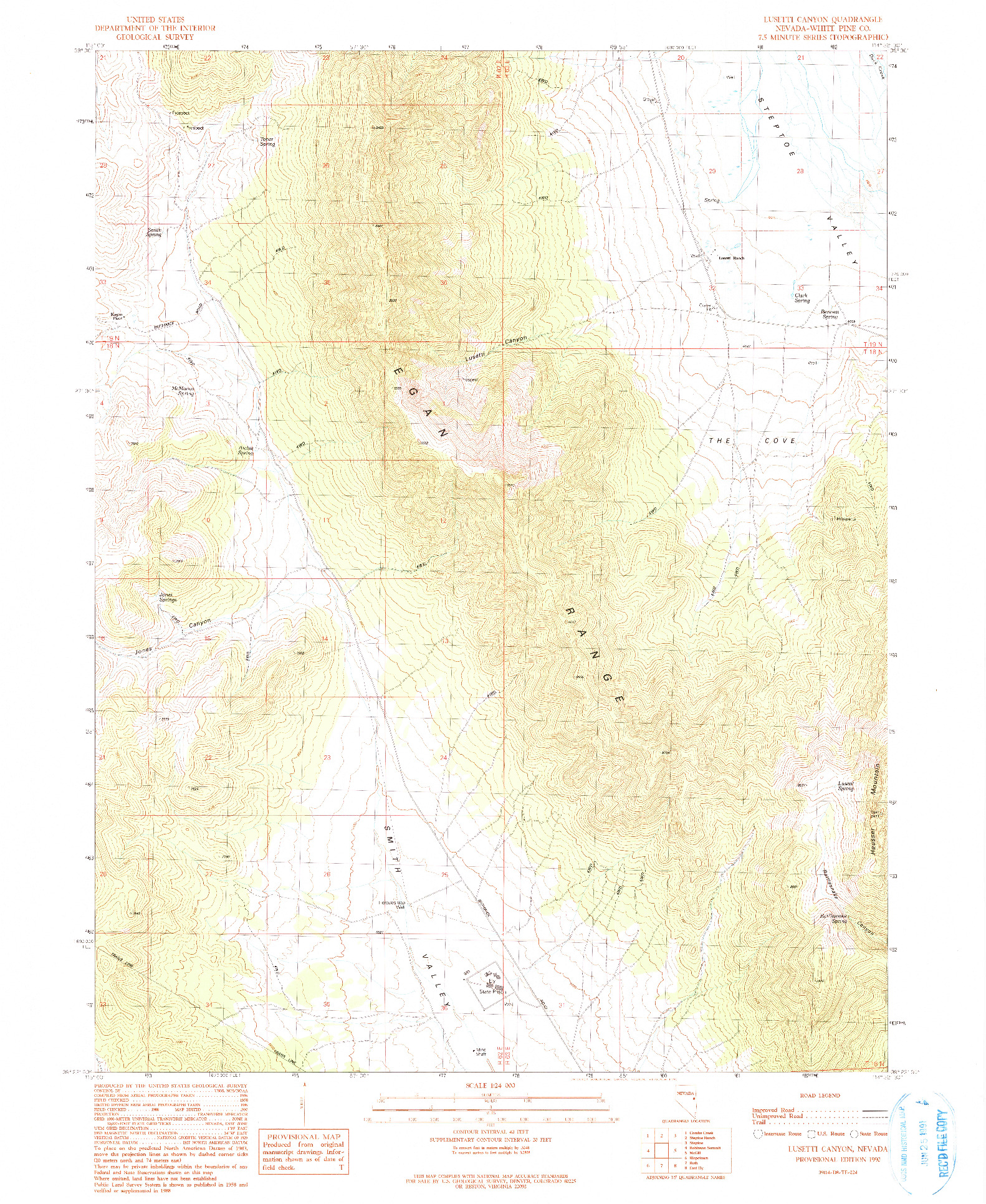 USGS 1:24000-SCALE QUADRANGLE FOR LUSETTI CANYON, NV 1990