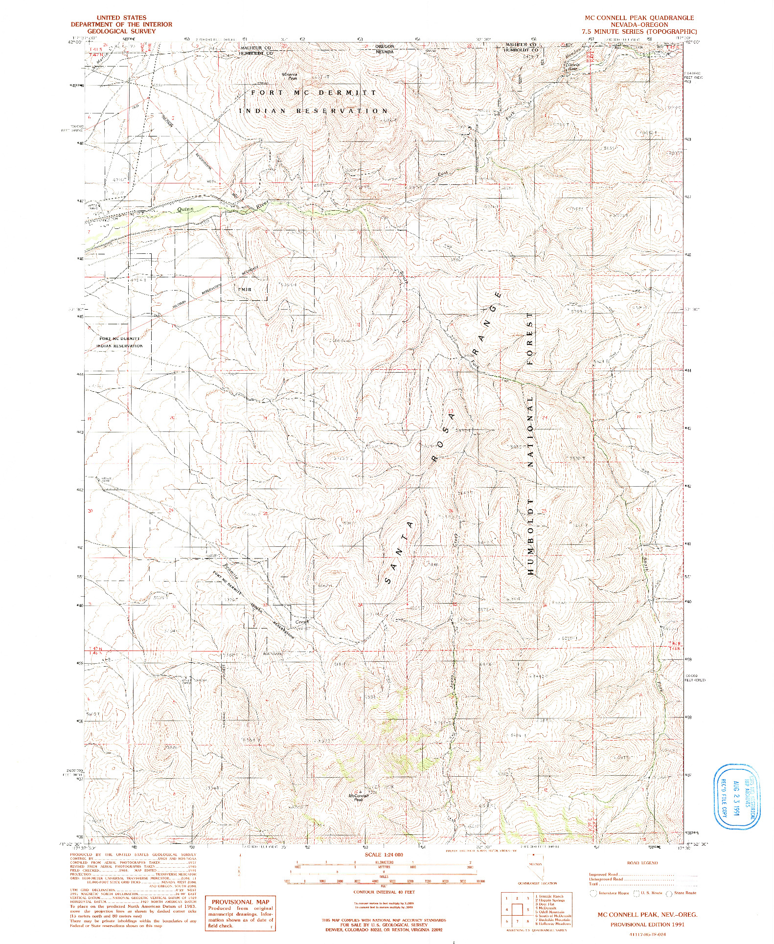 USGS 1:24000-SCALE QUADRANGLE FOR MCCONNELL PEAK, NV 1991
