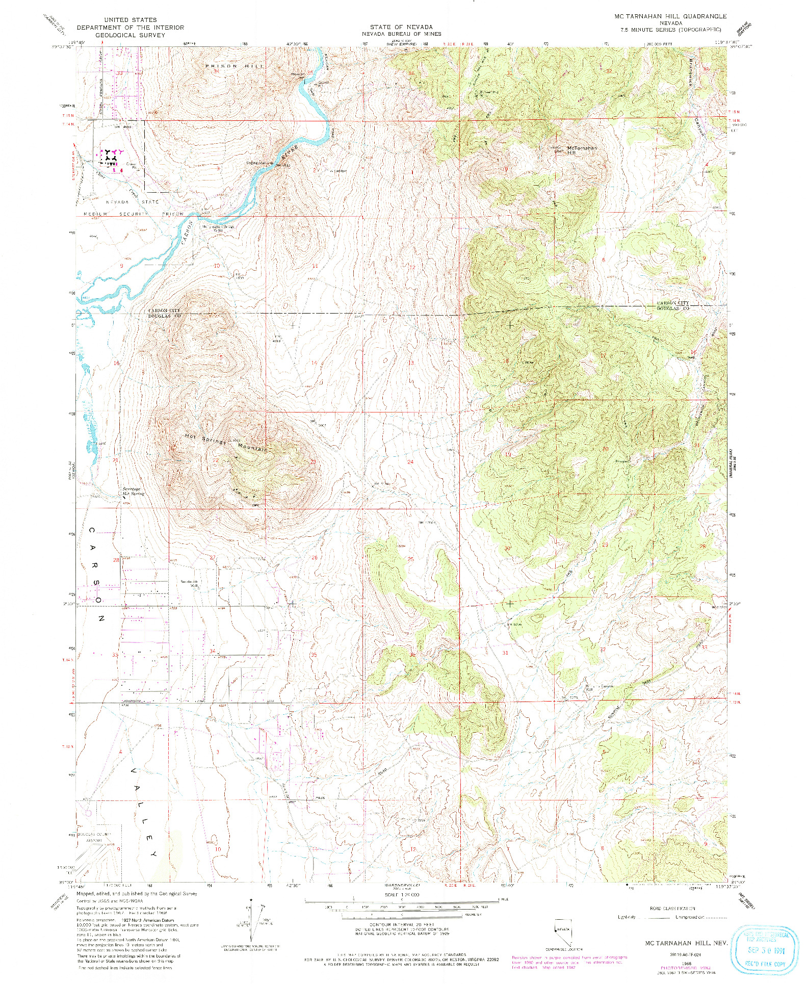 USGS 1:24000-SCALE QUADRANGLE FOR MCTARNAHAN HILL, NV 1968