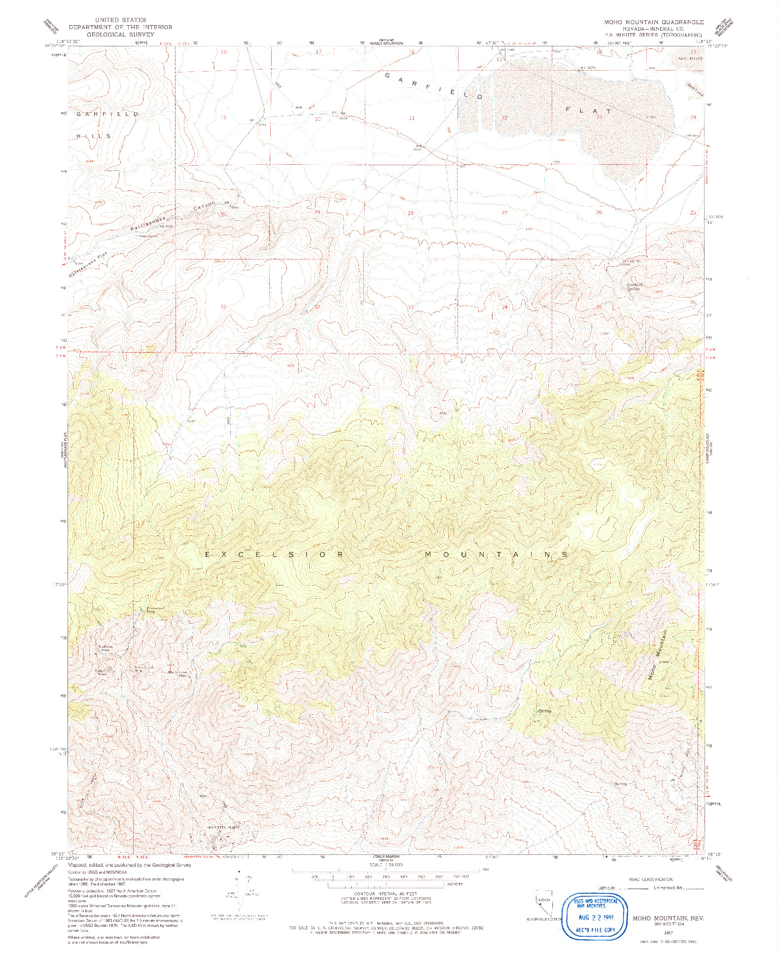 USGS 1:24000-SCALE QUADRANGLE FOR MOHO MOUNTAIN, NV 1967