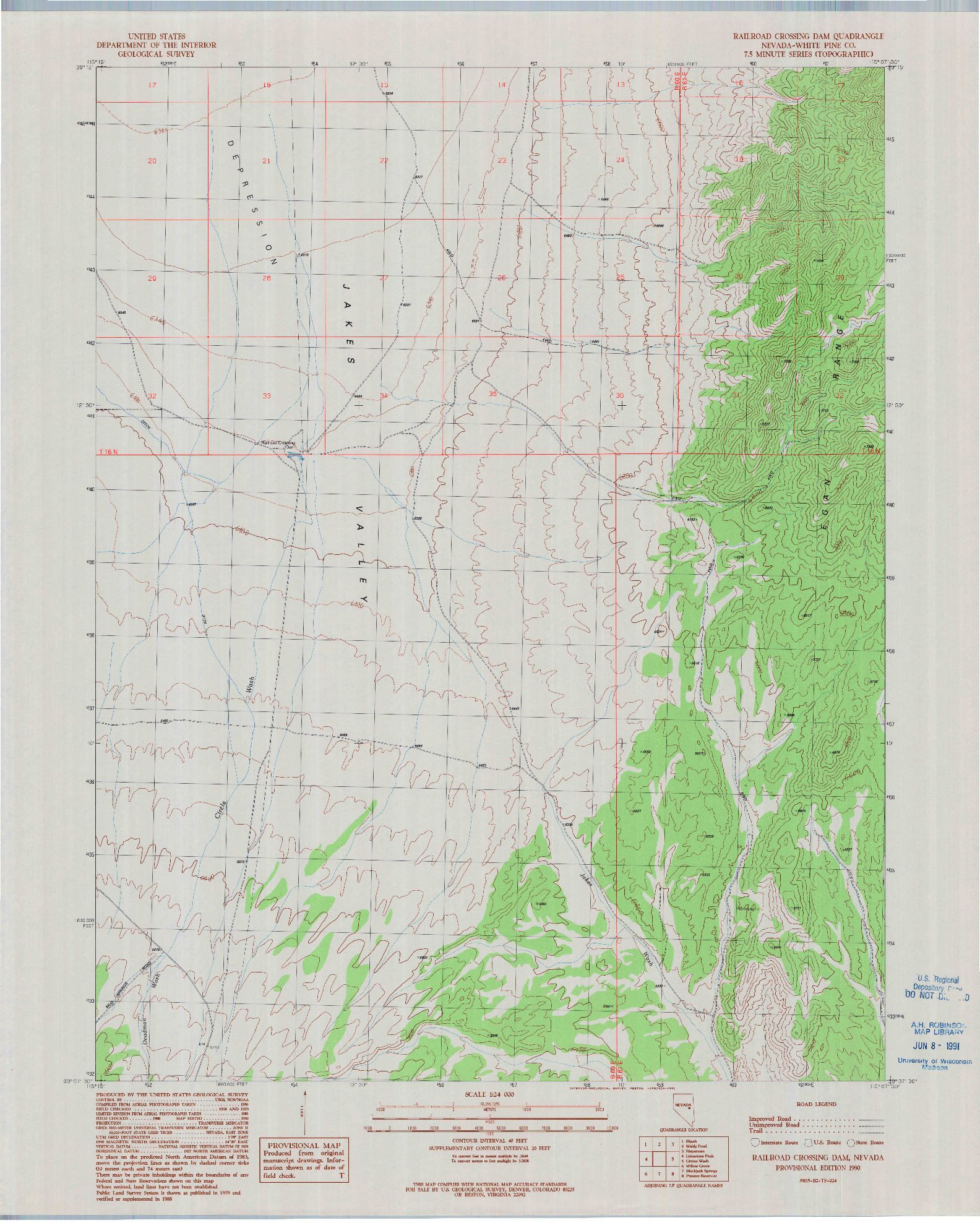 USGS 1:24000-SCALE QUADRANGLE FOR RAILROAD CROSSING DAM, NV 1990