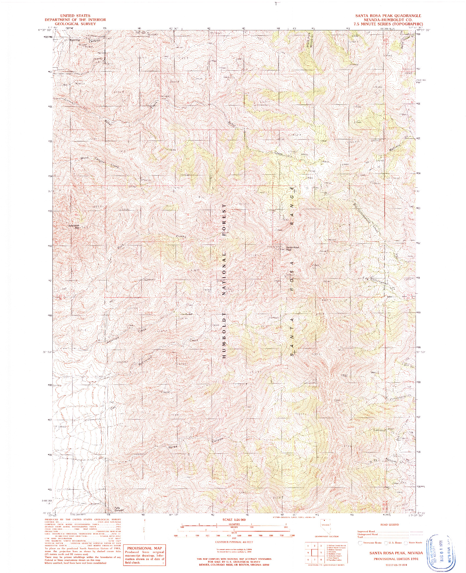 USGS 1:24000-SCALE QUADRANGLE FOR SANTA ROSA PEAK, NV 1991