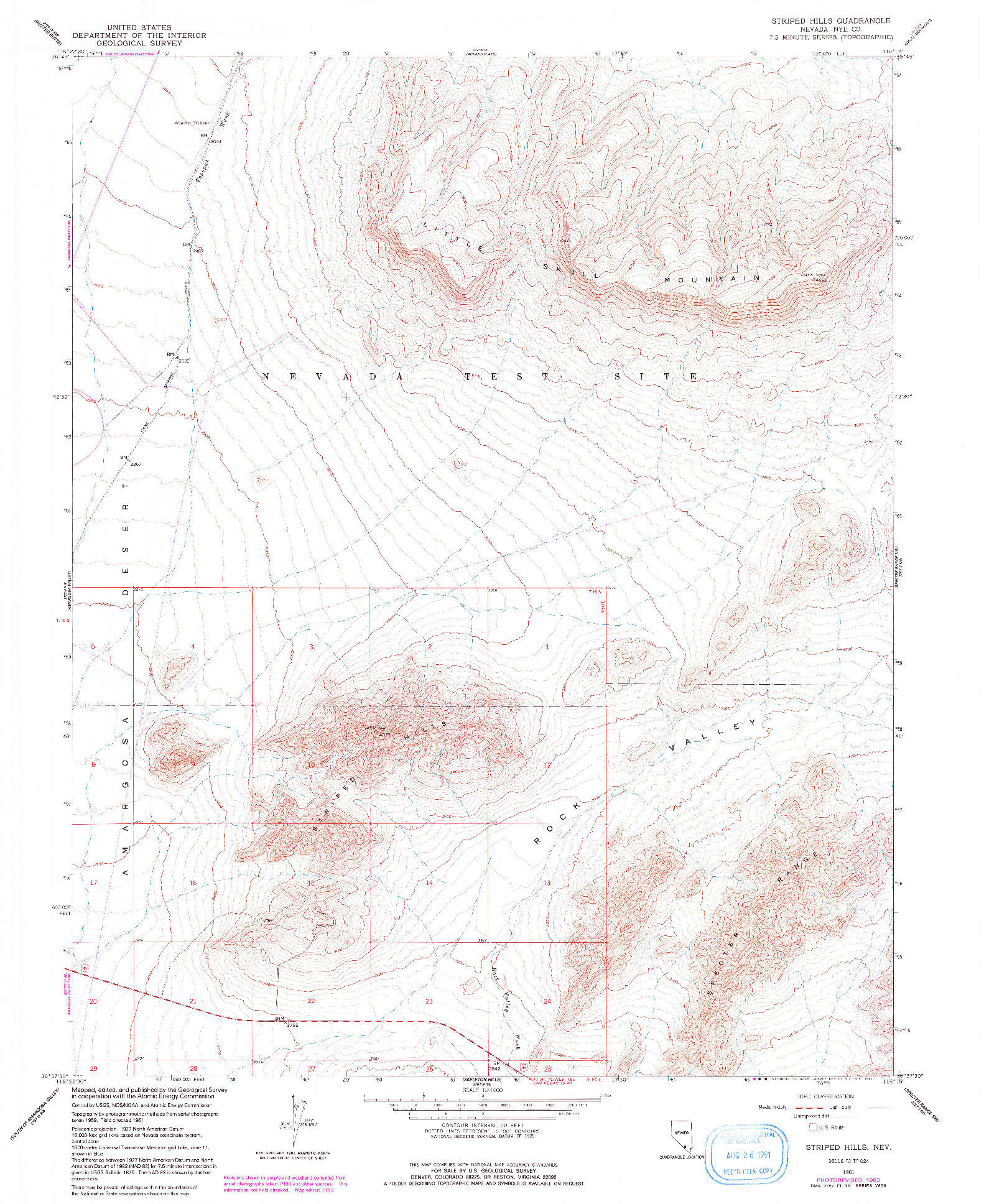 USGS 1:24000-SCALE QUADRANGLE FOR STRIPED HILLS, NV 1961