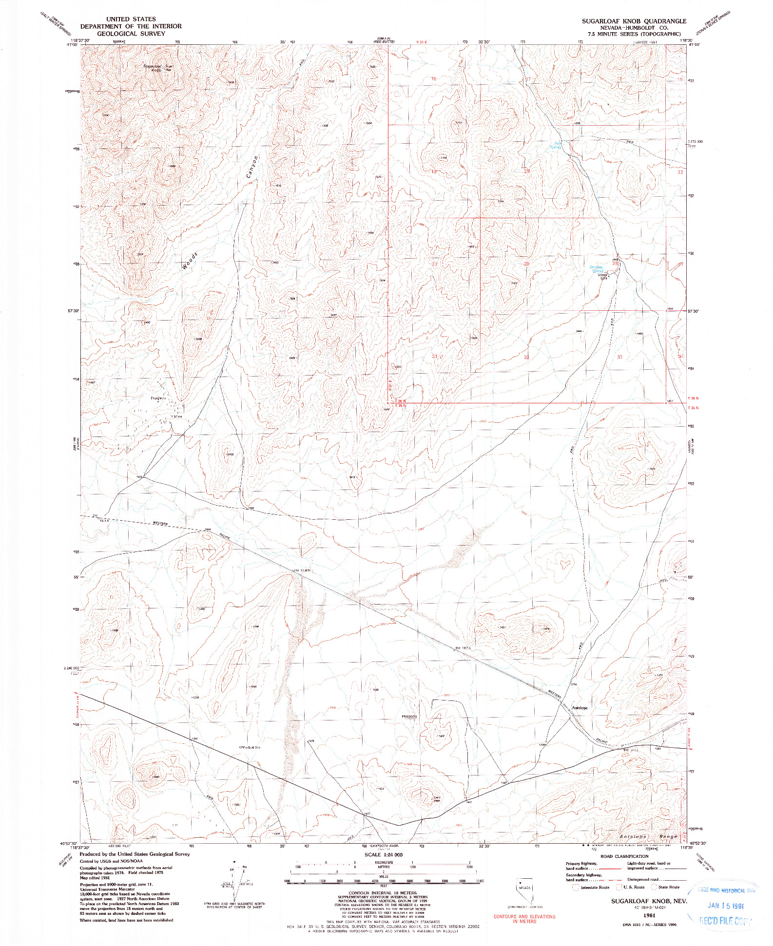 USGS 1:24000-SCALE QUADRANGLE FOR SUGARLOAF KNOB, NV 1981