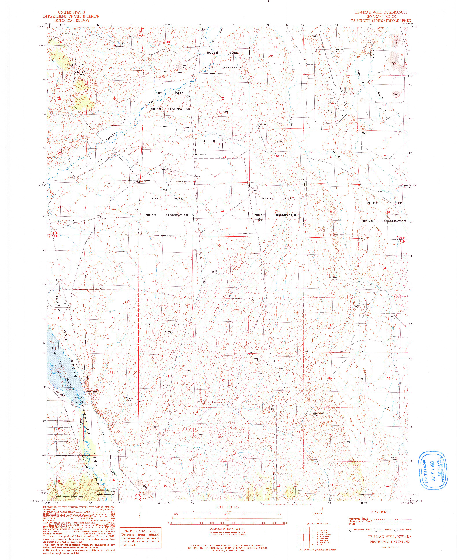 USGS 1:24000-SCALE QUADRANGLE FOR TE-MOAK WELL, NV 1990