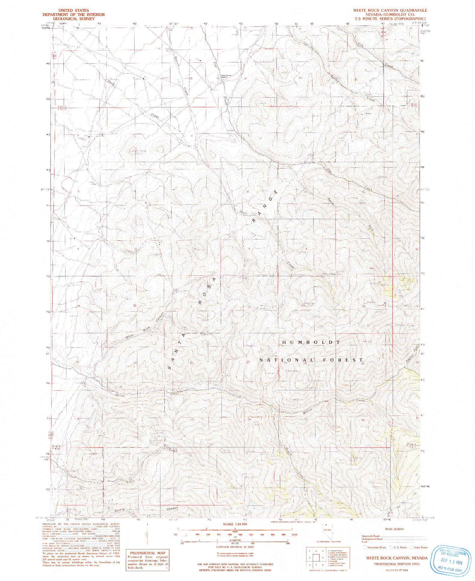 USGS 1:24000-SCALE QUADRANGLE FOR WHITE ROCK CANYON, NV 1991