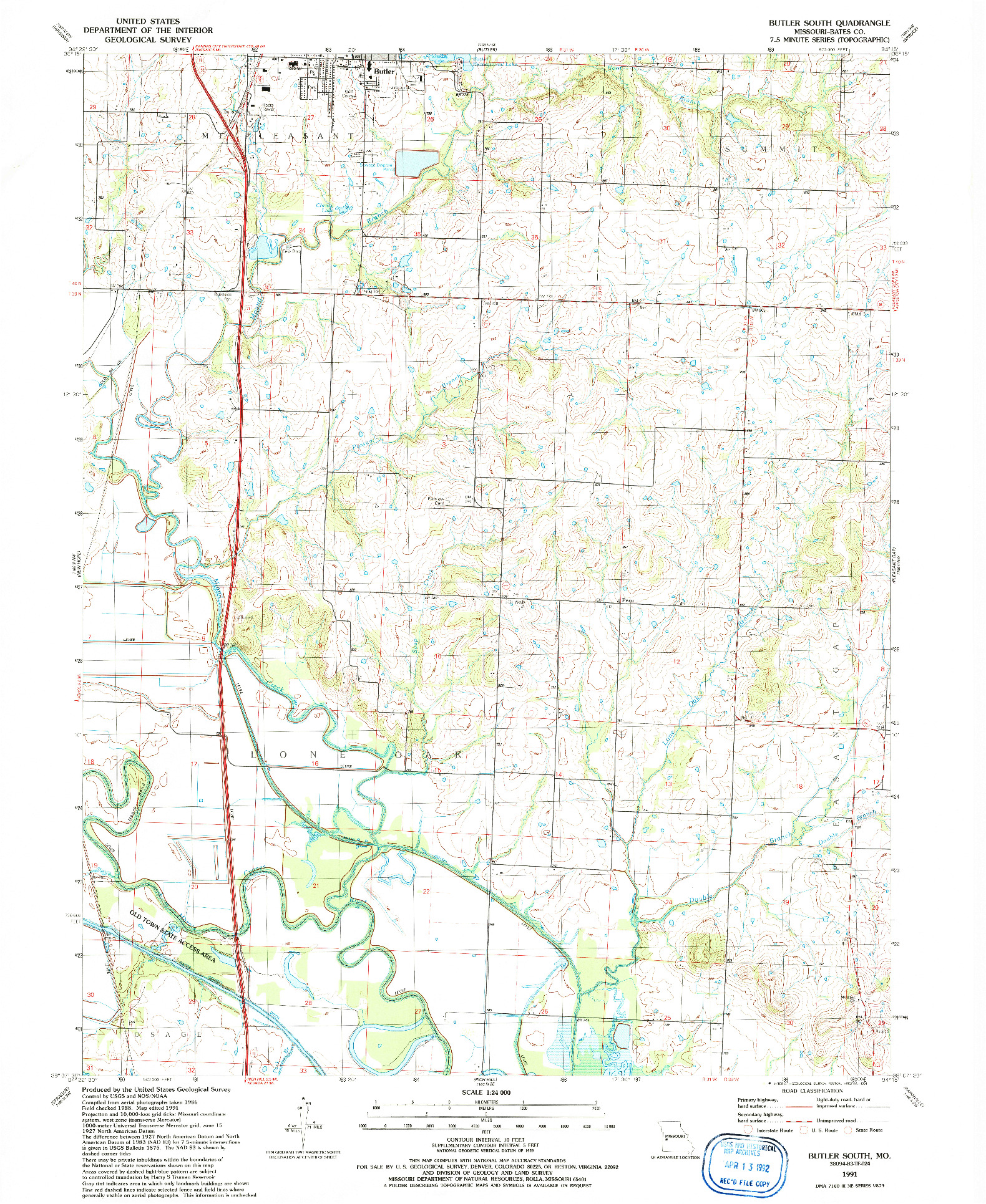 USGS 1:24000-SCALE QUADRANGLE FOR BUTLER SOUTH, MO 1991