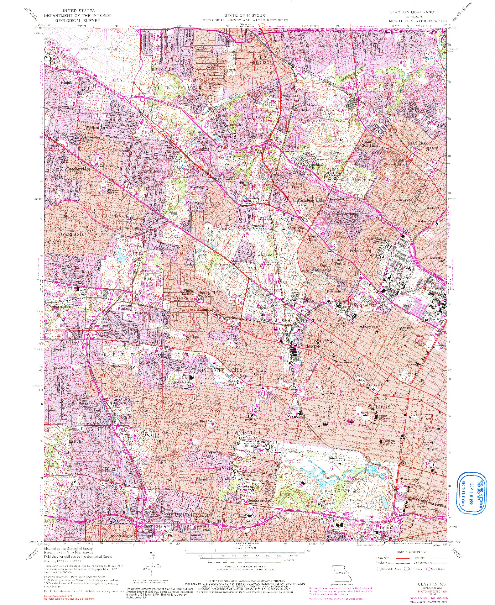 USGS 1:24000-SCALE QUADRANGLE FOR CLAYTON, MO 1954