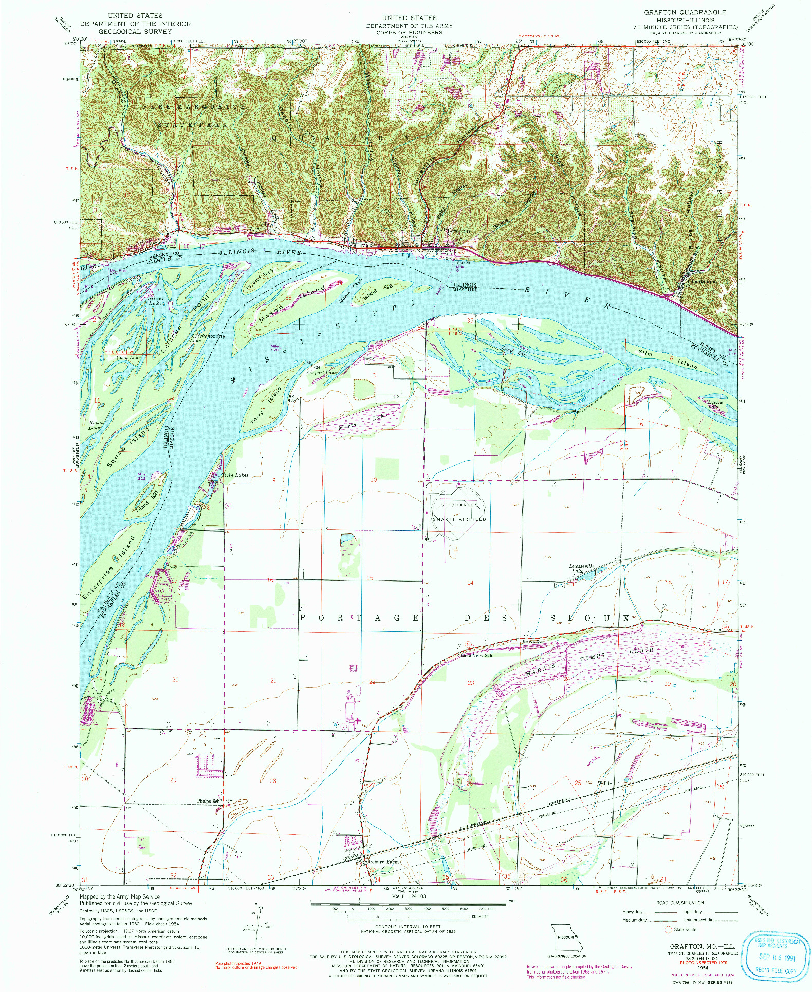 USGS 1:24000-SCALE QUADRANGLE FOR GRAFTON, MO 1954