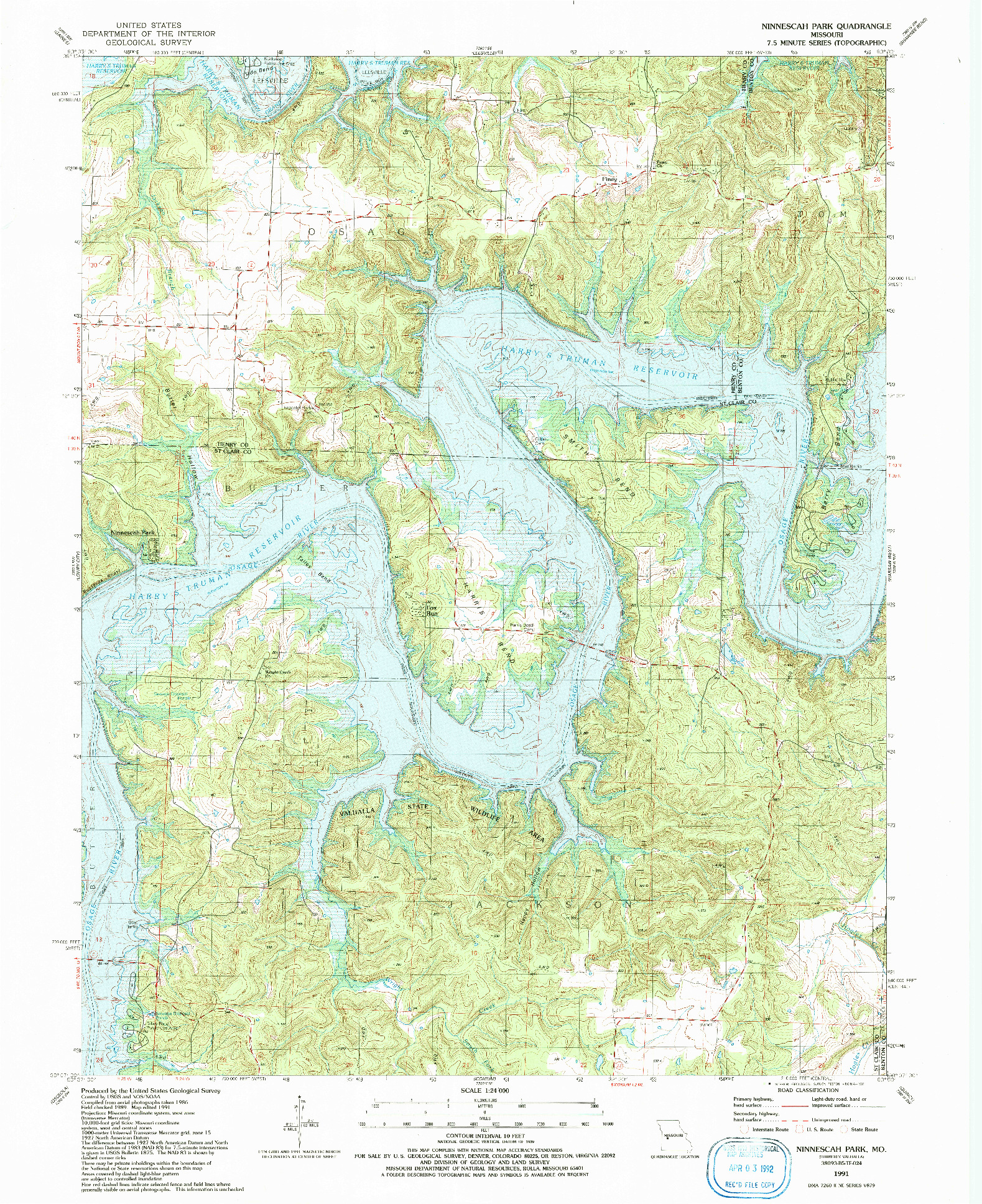 USGS 1:24000-SCALE QUADRANGLE FOR NINNESCAH PARK, MO 1991