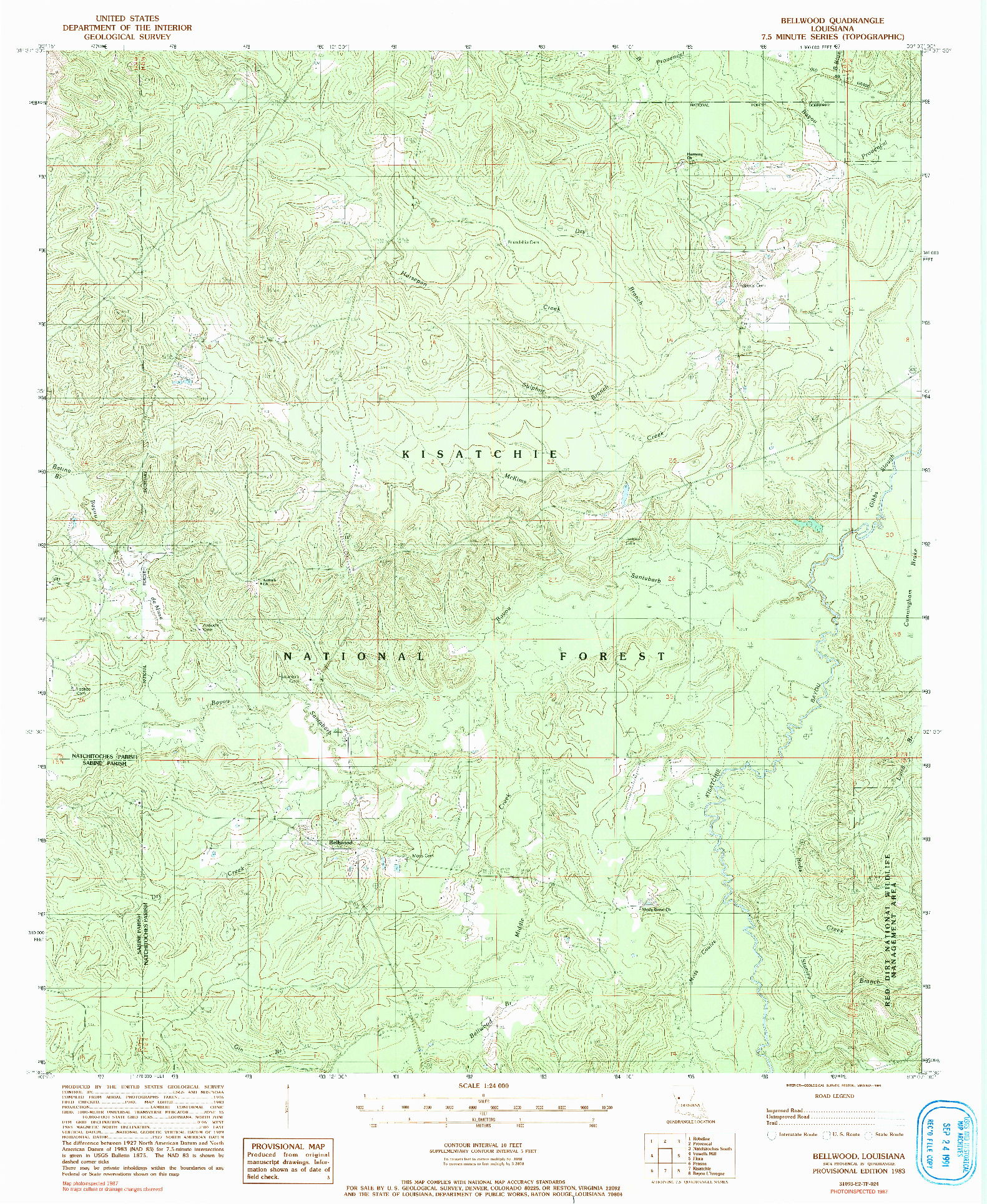 USGS 1:24000-SCALE QUADRANGLE FOR BELLWOOD, LA 1983