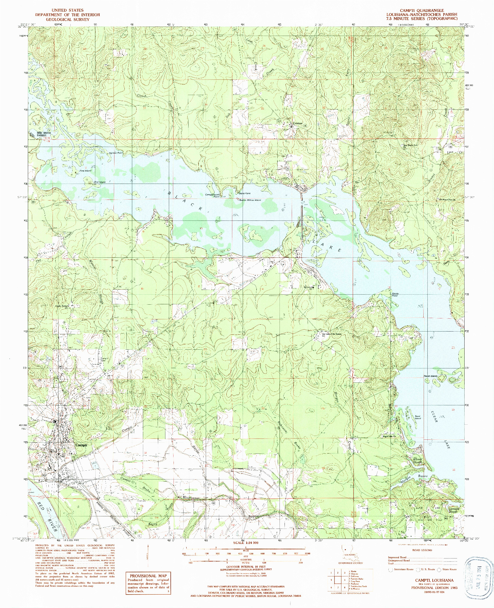 USGS 1:24000-SCALE QUADRANGLE FOR CAMPTI, LA 1983