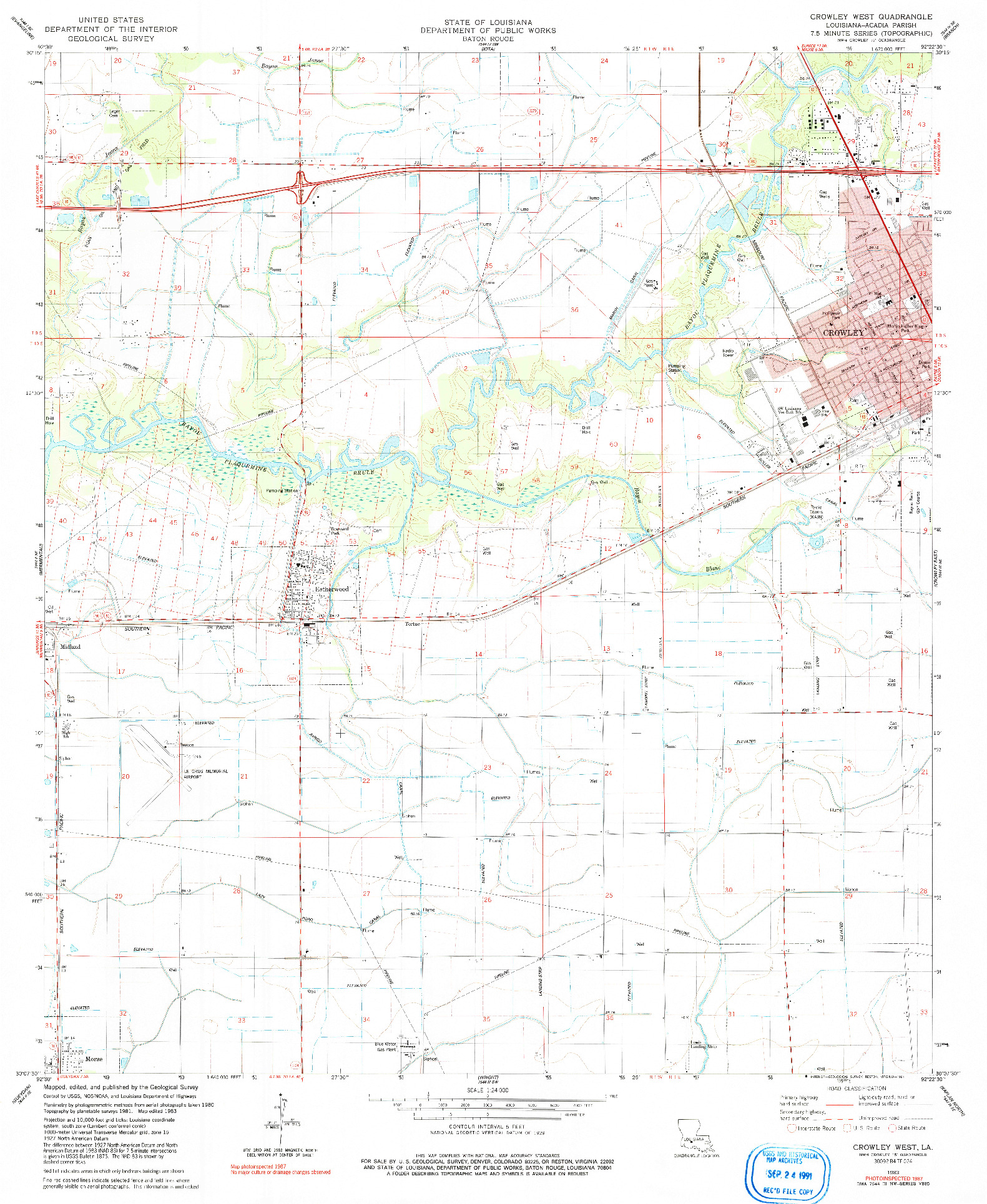 USGS 1:24000-SCALE QUADRANGLE FOR CROWLEY WEST, LA 1983