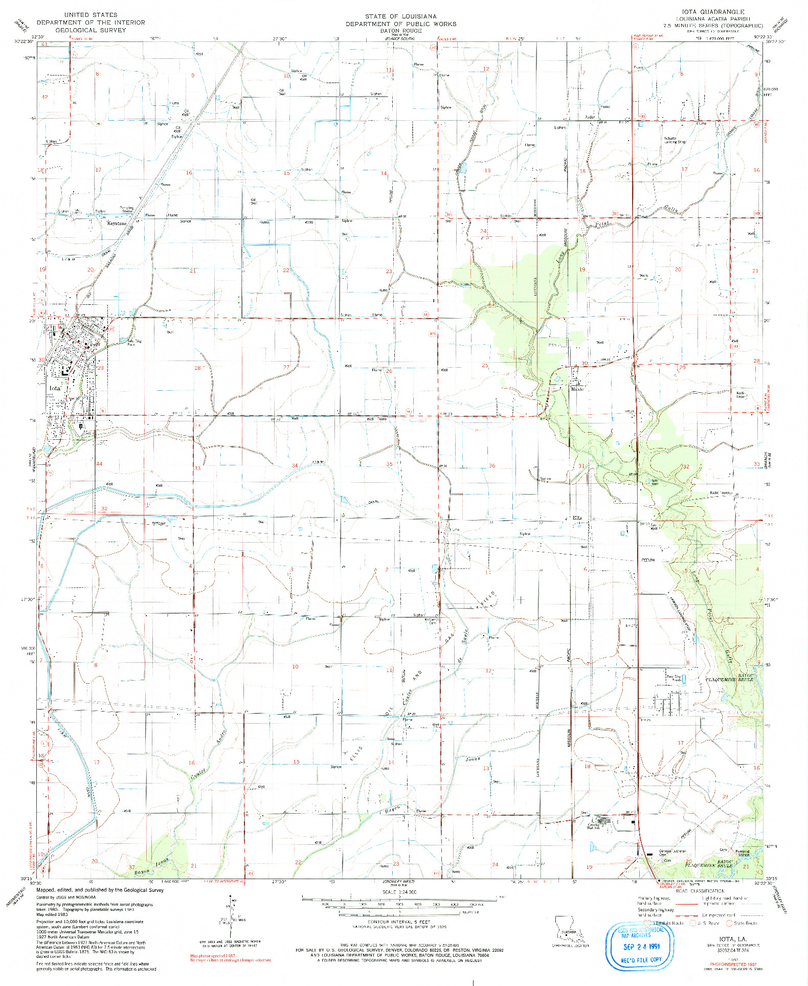 USGS 1:24000-SCALE QUADRANGLE FOR IOTA, LA 1983