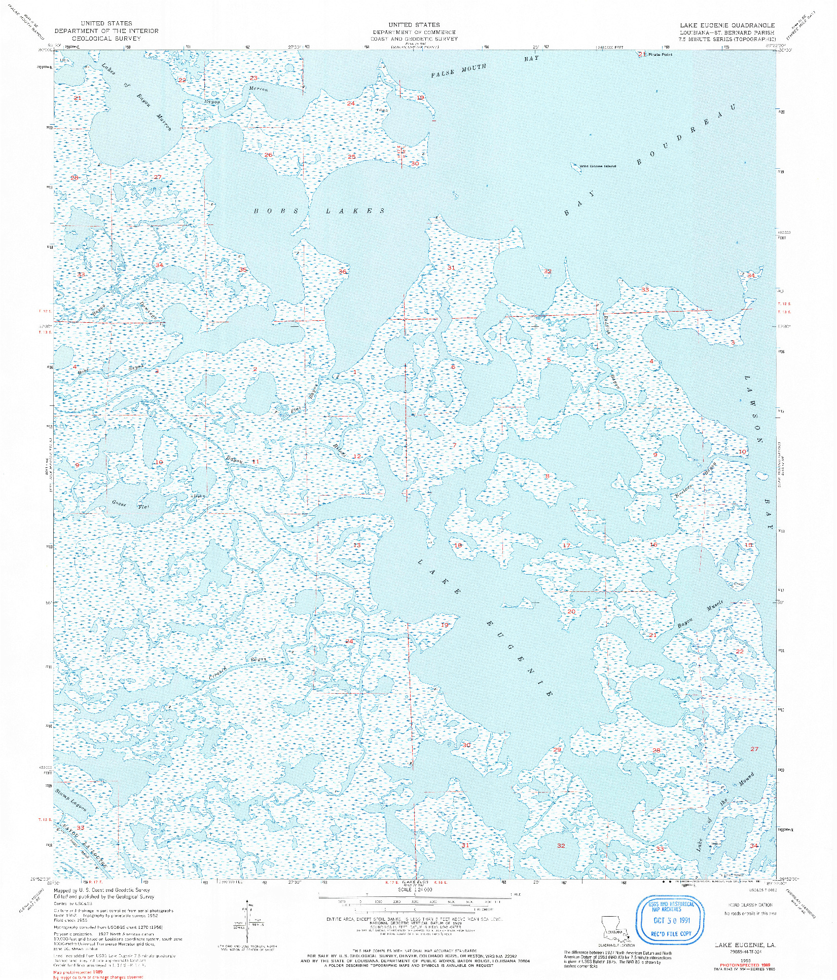 USGS 1:24000-SCALE QUADRANGLE FOR LAKE EUGENIE, LA 1955