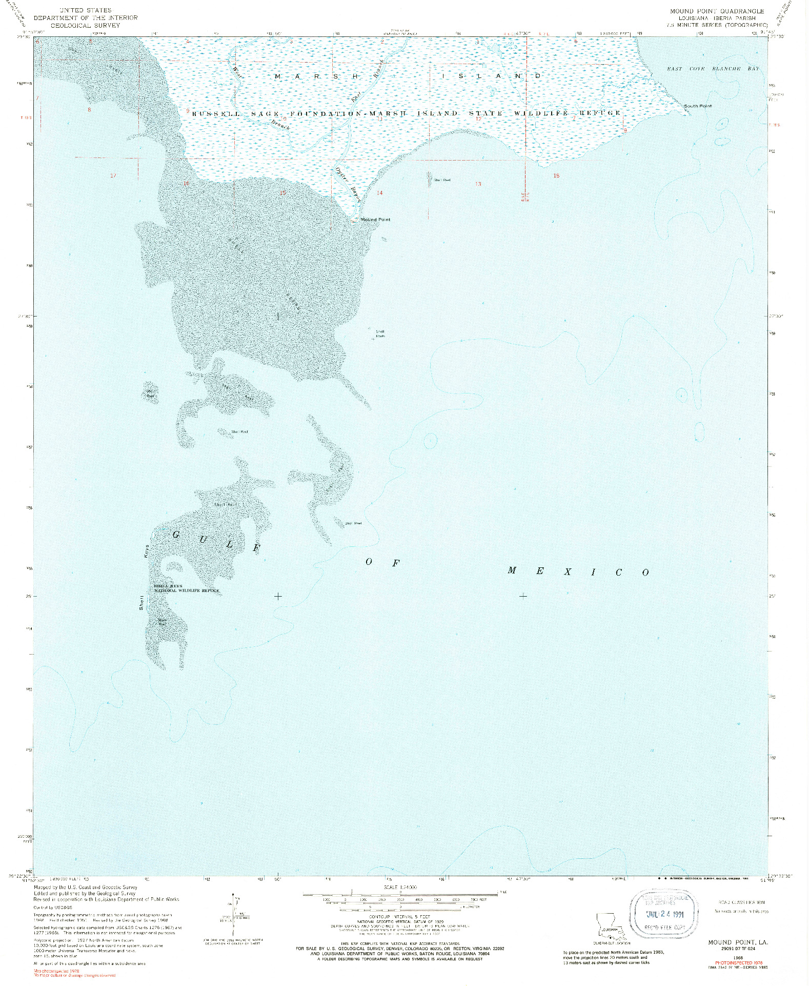 USGS 1:24000-SCALE QUADRANGLE FOR MOUND POINT, LA 1968