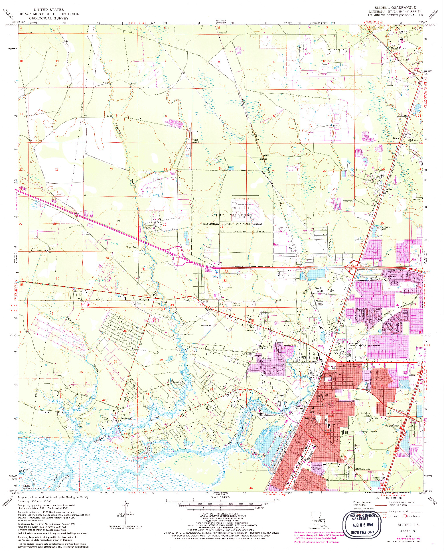 USGS 1:24000-SCALE QUADRANGLE FOR SLIDELL, LA 1971