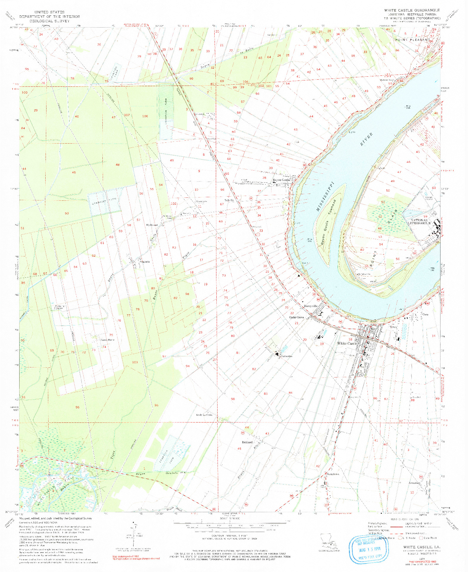 USGS 1:24000-SCALE QUADRANGLE FOR WHITE CASTLE, LA 1974