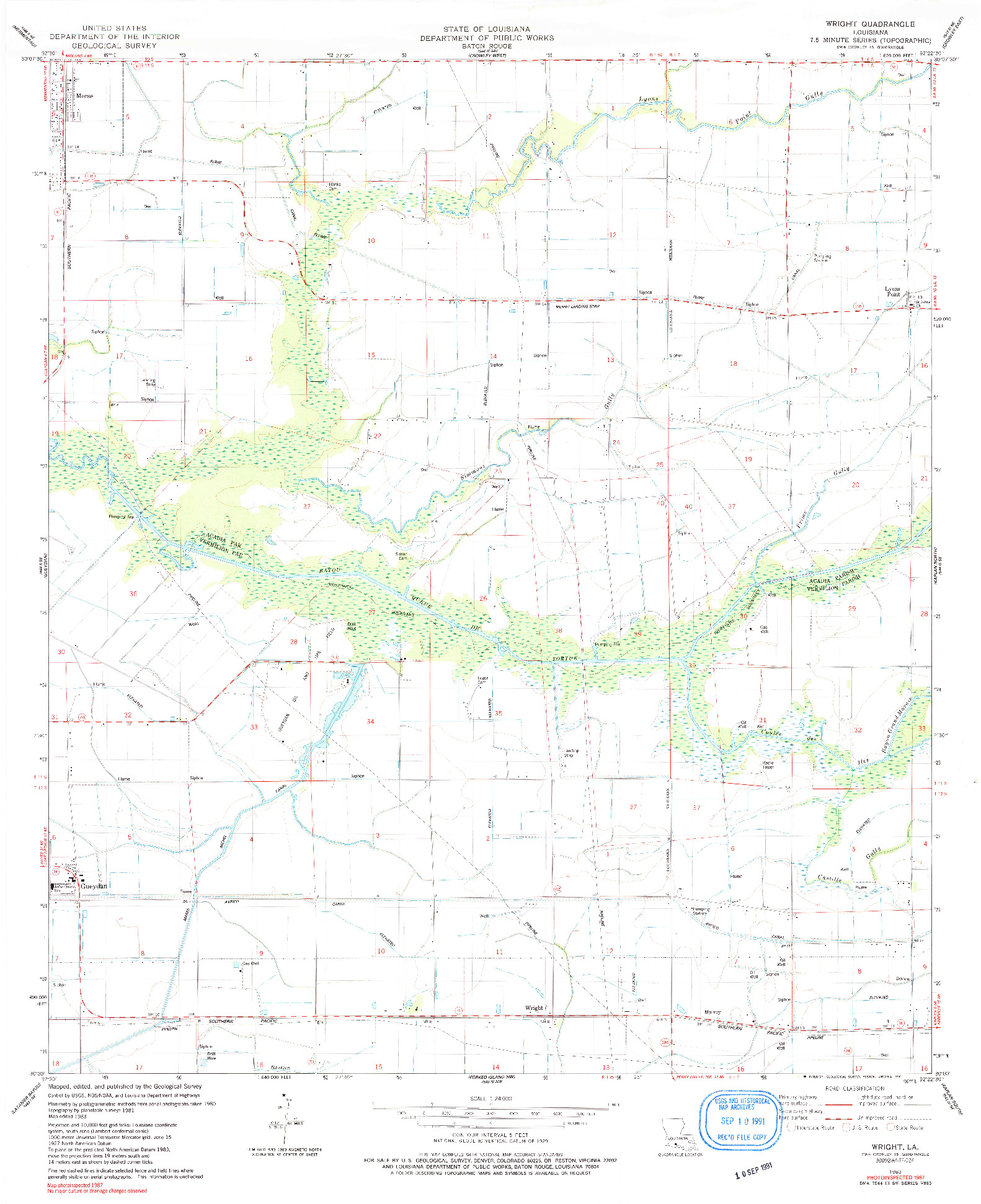 USGS 1:24000-SCALE QUADRANGLE FOR WRIGHT, LA 1983