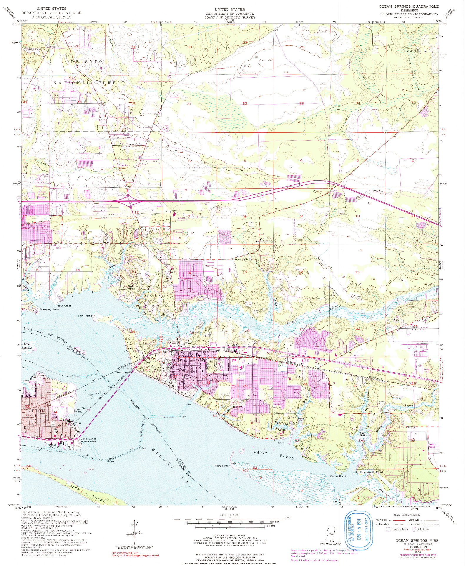 USGS 1:24000-SCALE QUADRANGLE FOR OCEAN SPRINGS, MS 1954