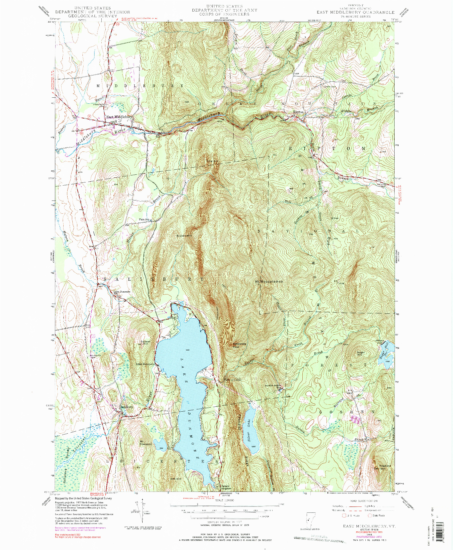 USGS 1:24000-SCALE QUADRANGLE FOR EAST MIDDLEBURY, VT 1944