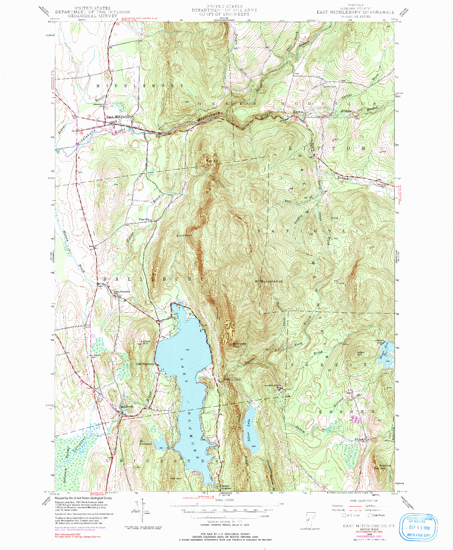 USGS 1:24000-SCALE QUADRANGLE FOR EAST MIDDLEBURY, VT 1944