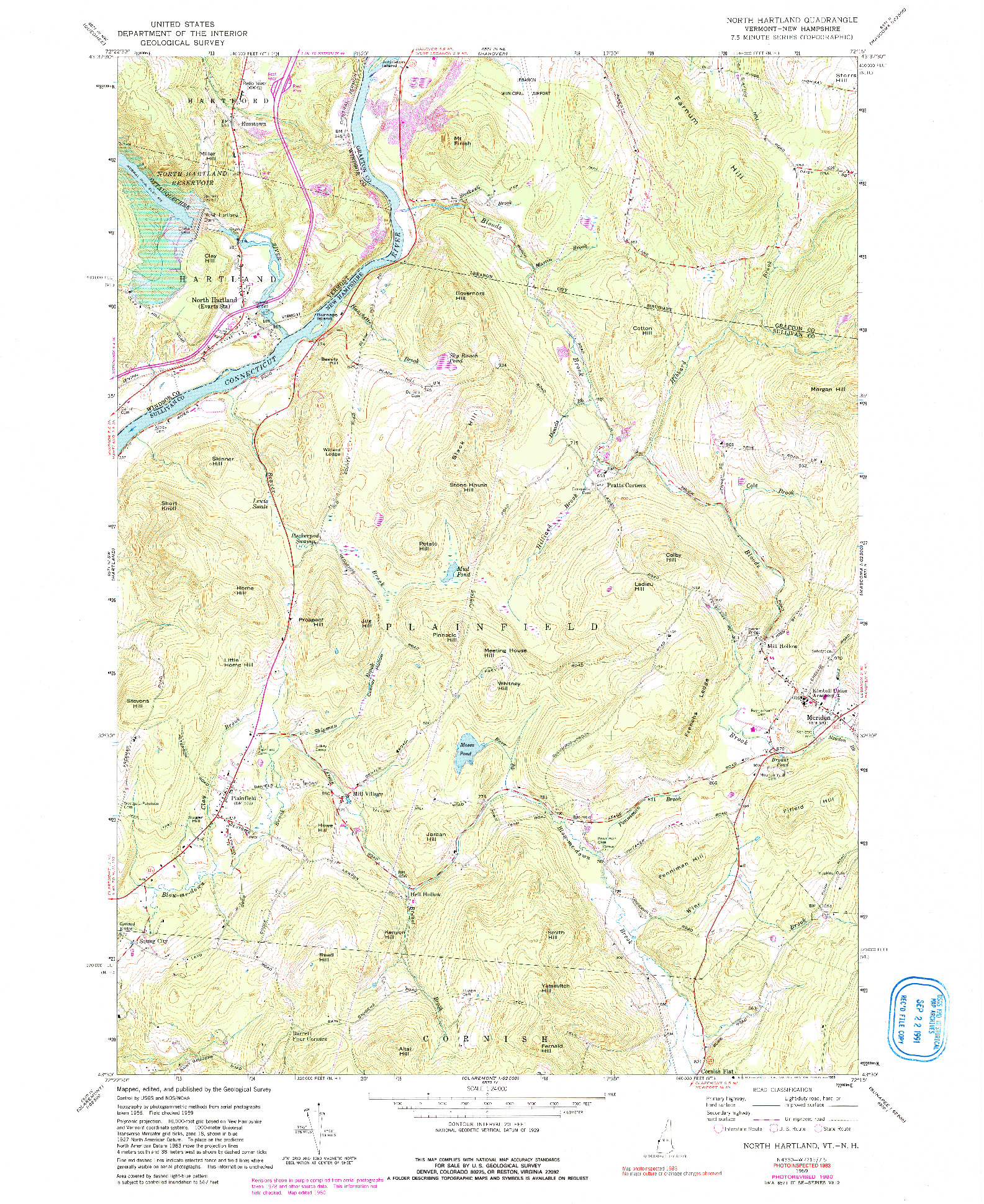 USGS 1:24000-SCALE QUADRANGLE FOR NORTH HARTLAND, VT 1959