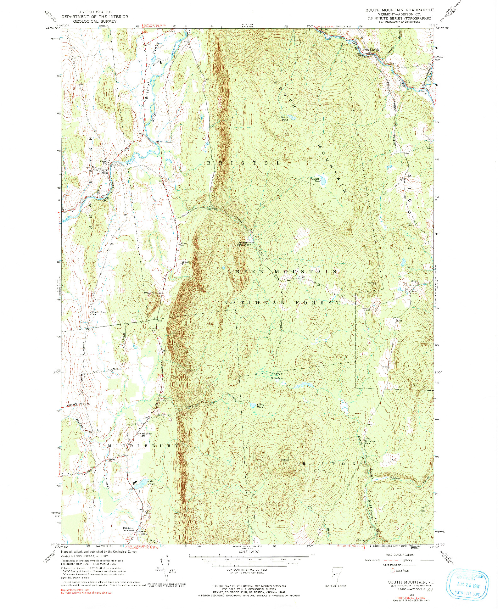 USGS 1:24000-SCALE QUADRANGLE FOR SOUTH MOUNTAIN, VT 1963