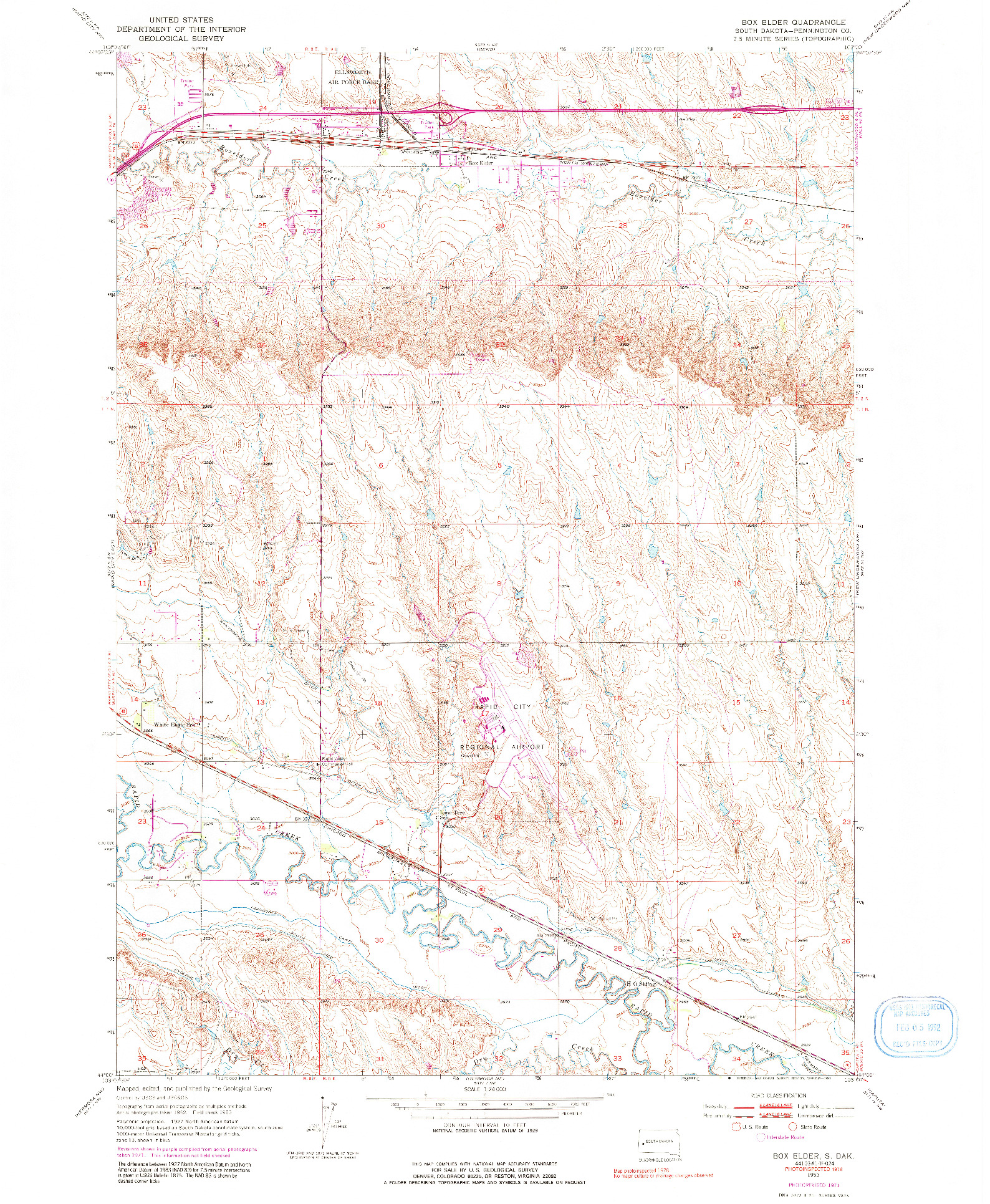 USGS 1:24000-SCALE QUADRANGLE FOR BOX ELDER, SD 1953