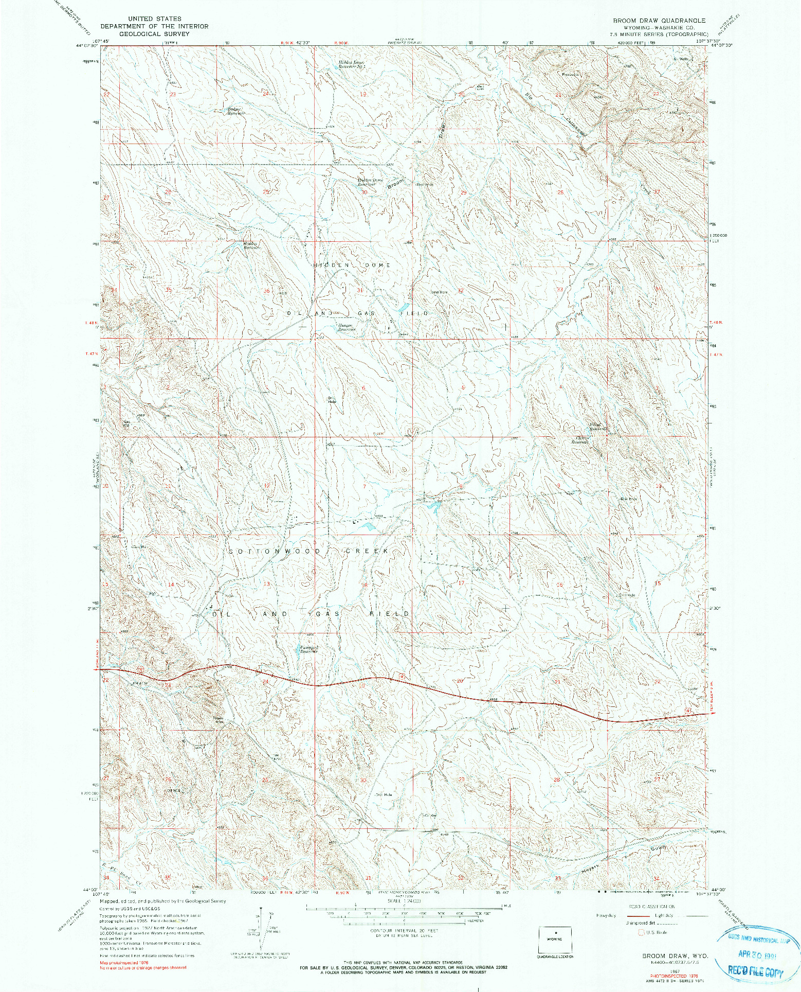 USGS 1:24000-SCALE QUADRANGLE FOR BROOM DRAW, WY 1967